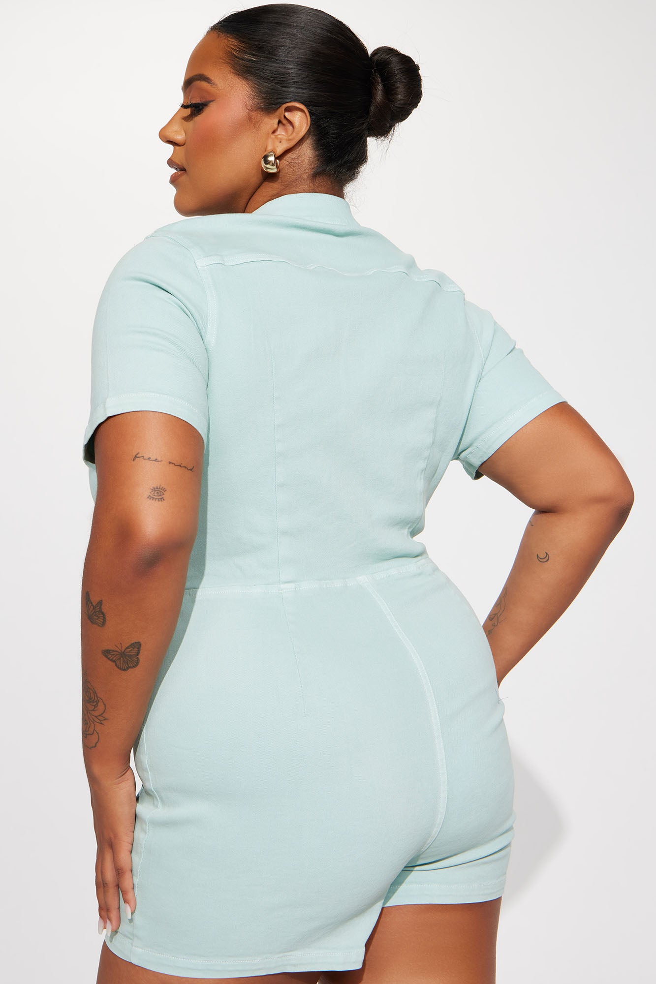 Ana Denim Romper - Sage - Image 6