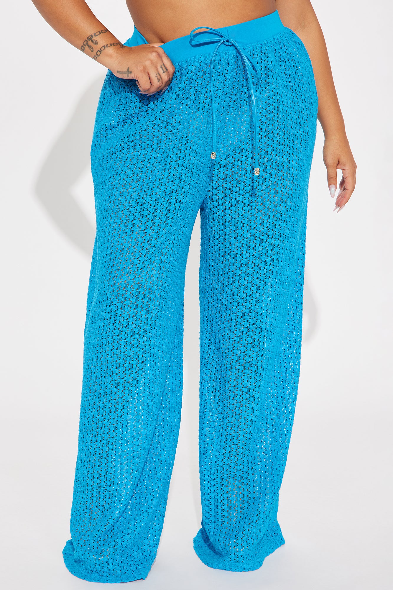 Abby Button Up Swim Cover Up Top - Blue - Image 5