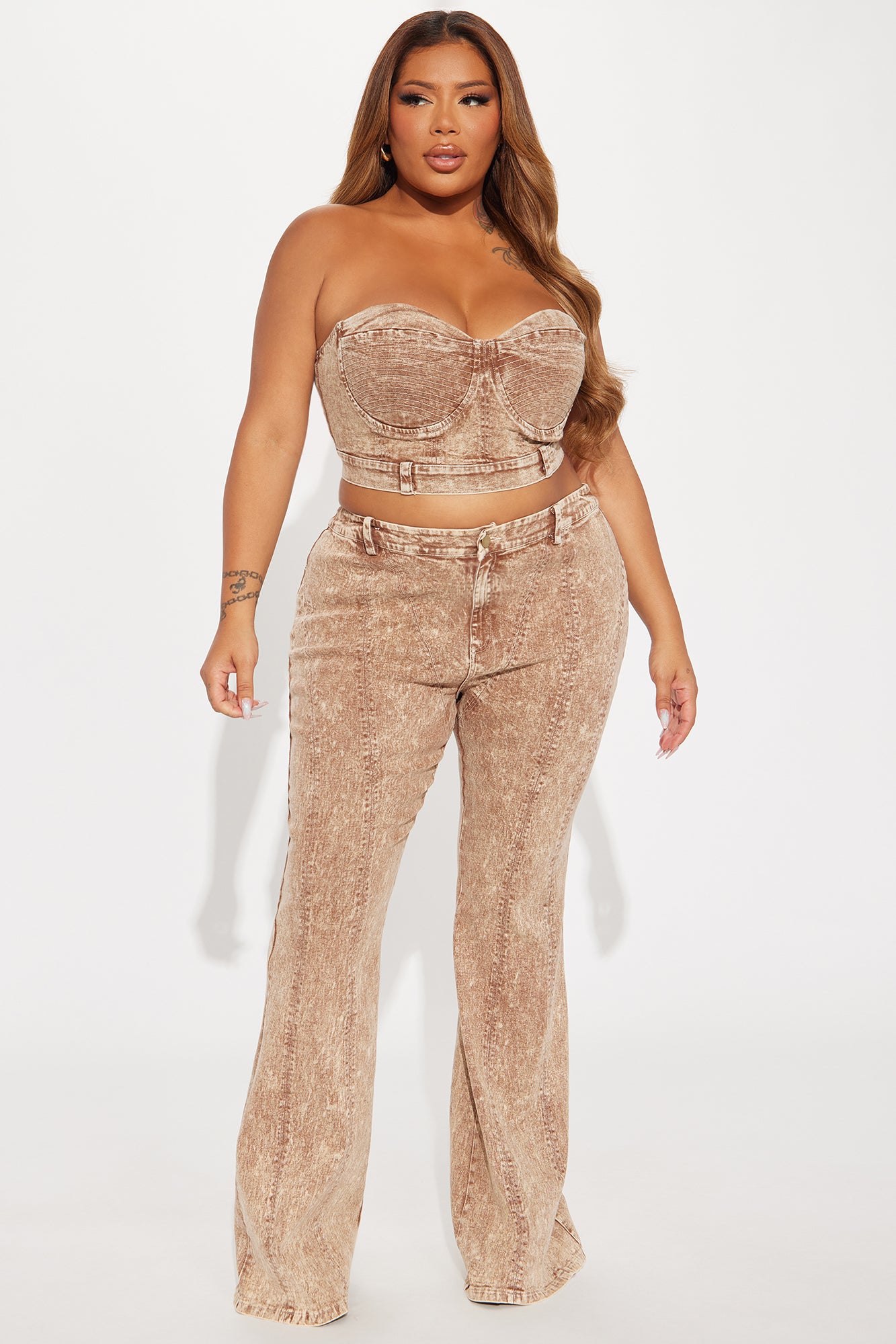 Bella Denim Pant Set - Camel - Image 4