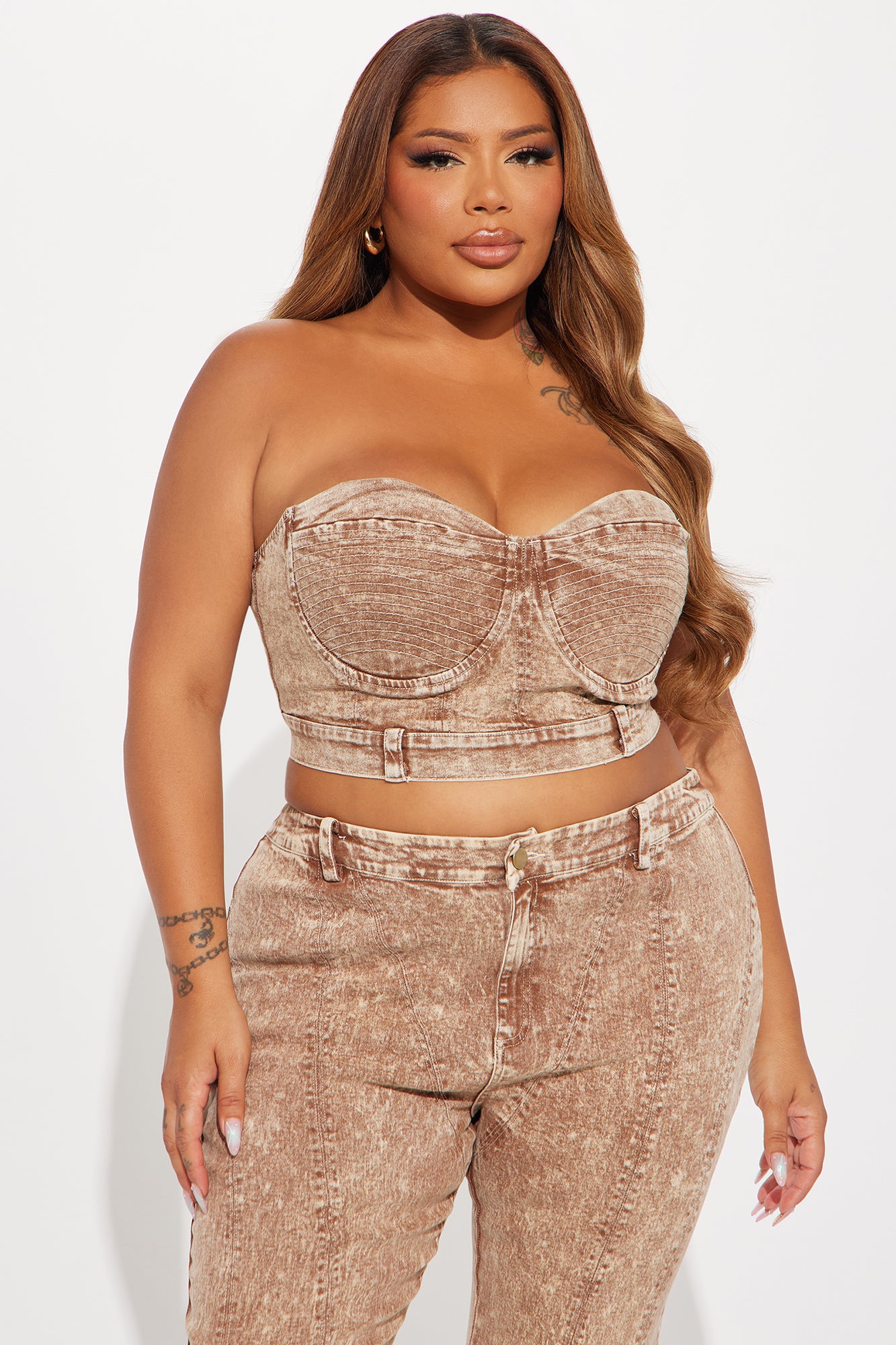 Bella Denim Pant Set - Camel - Image 5