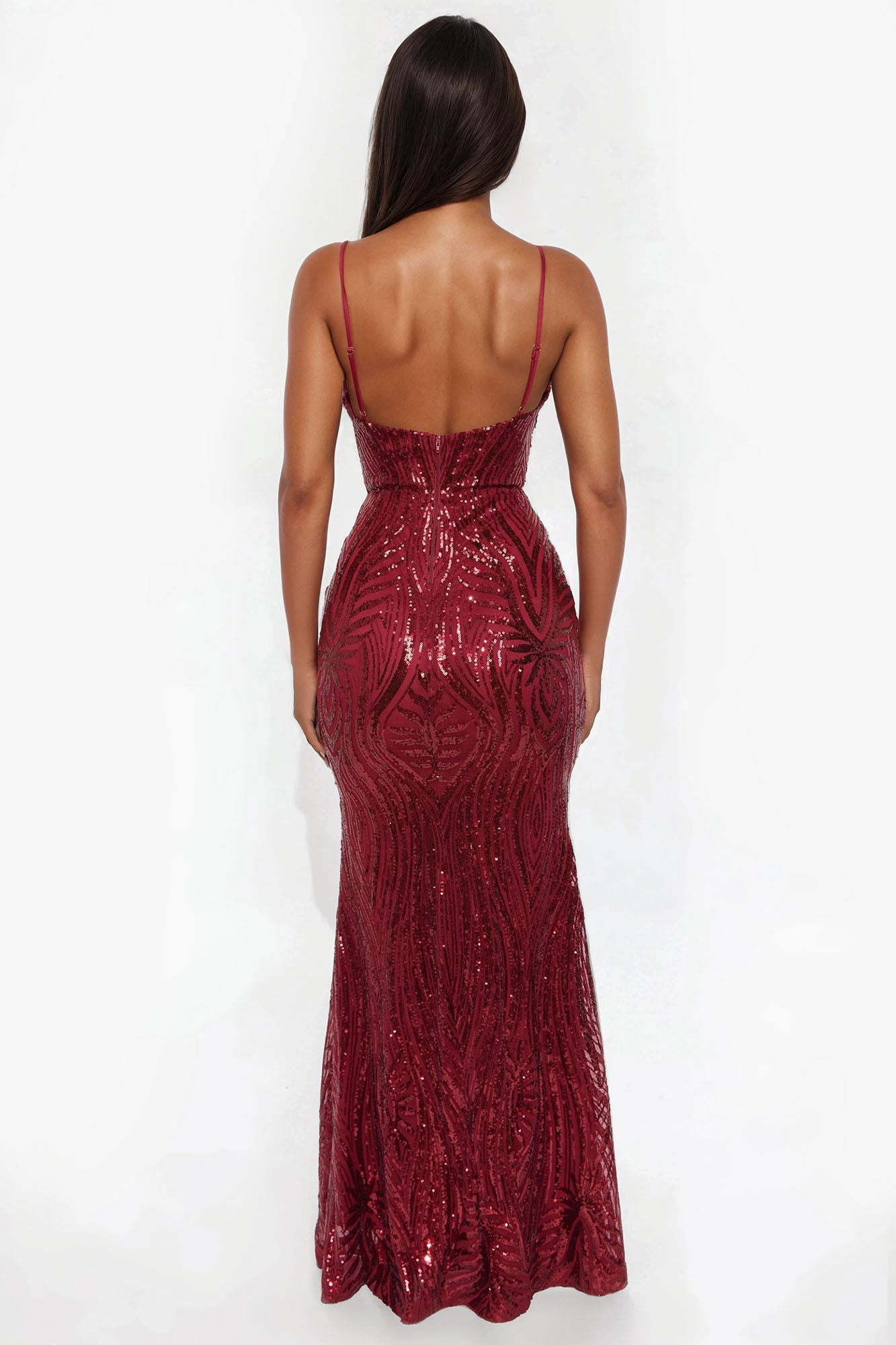 Tayla Sequin Maxi Dress - Wine - Image 3