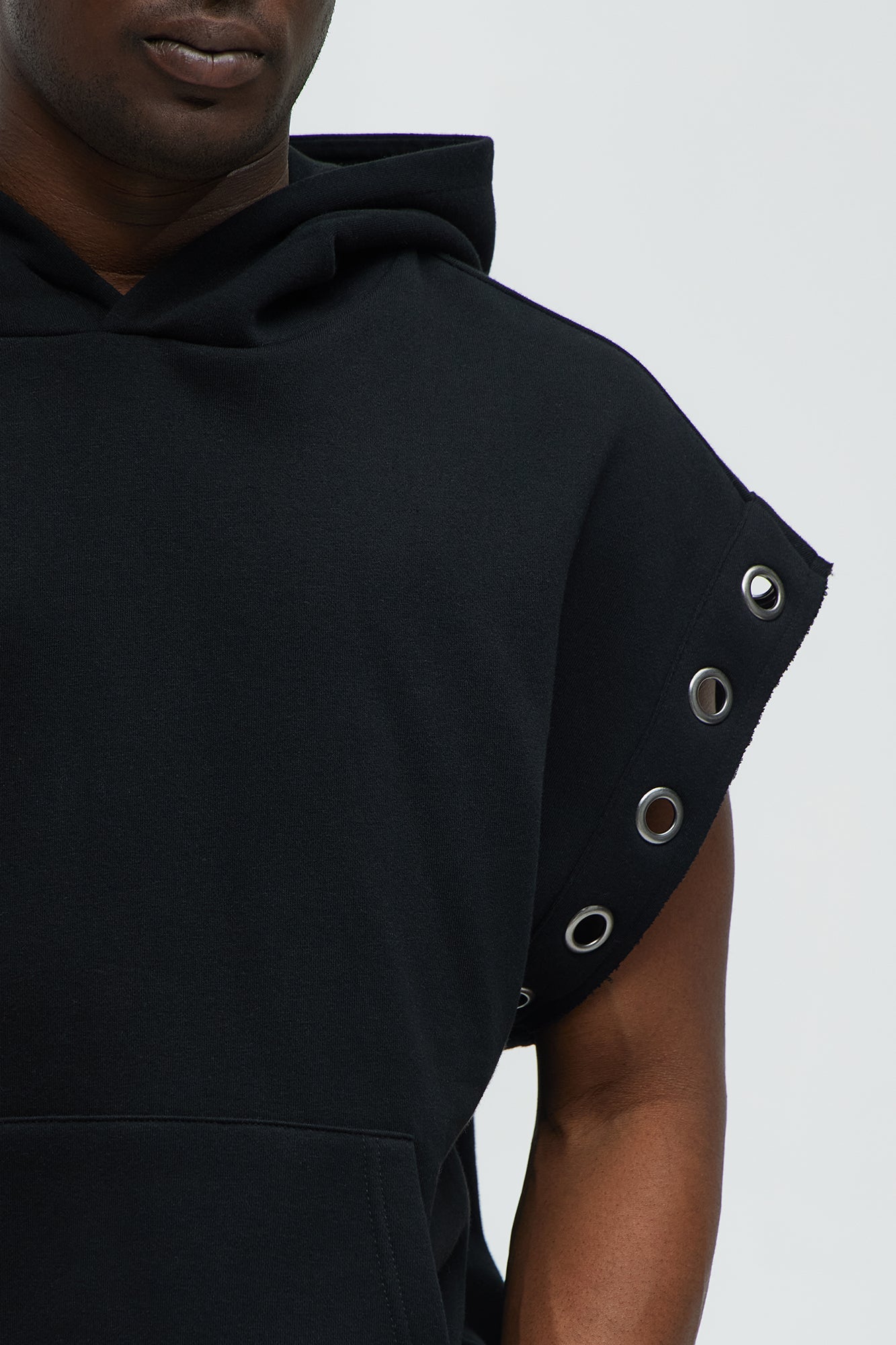 Tyson Ring Sleeveless Hoodie - Black - Image 3