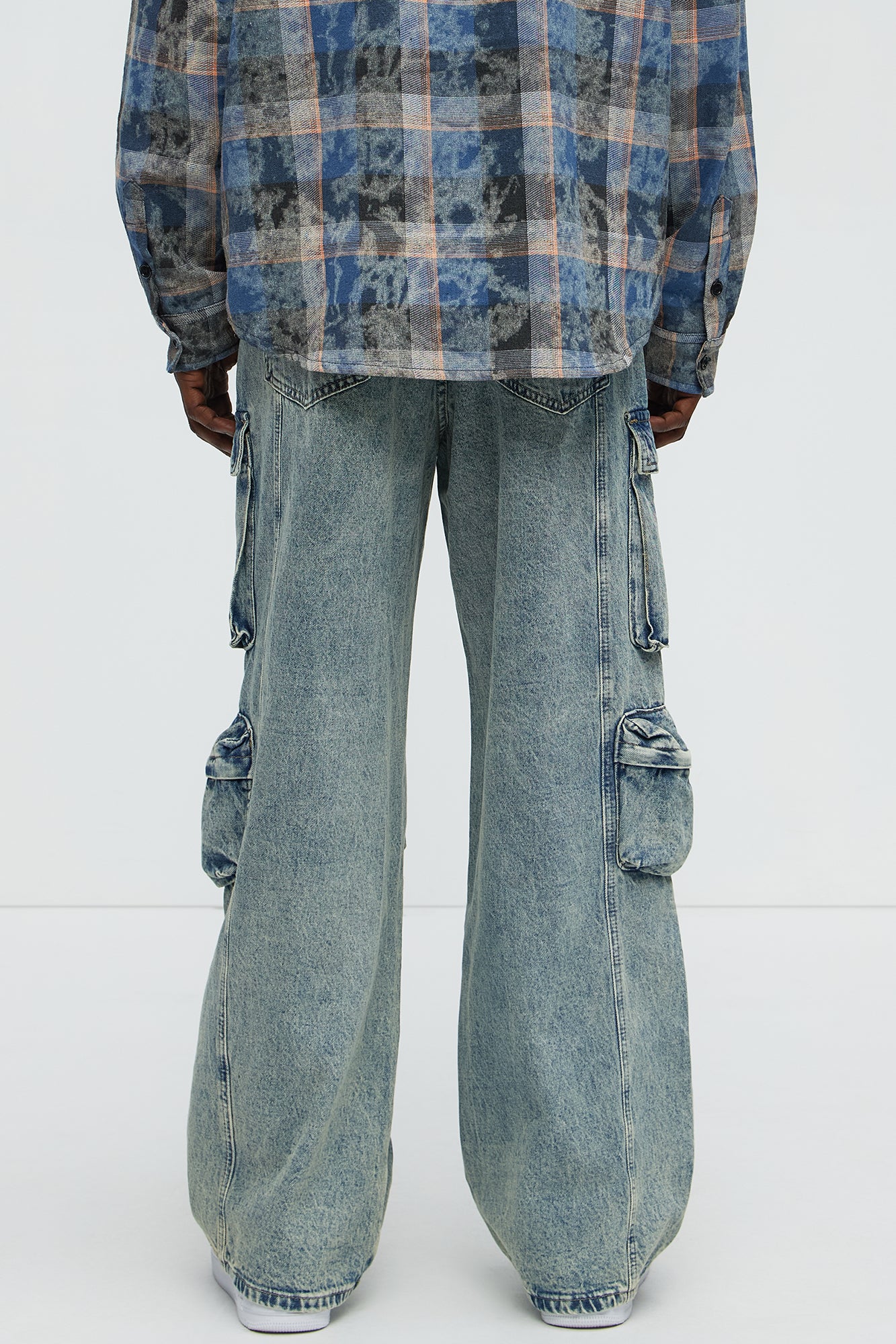 Wish So Many Baggy Cargo Jeans - Medium Blue Wash - Image 5
