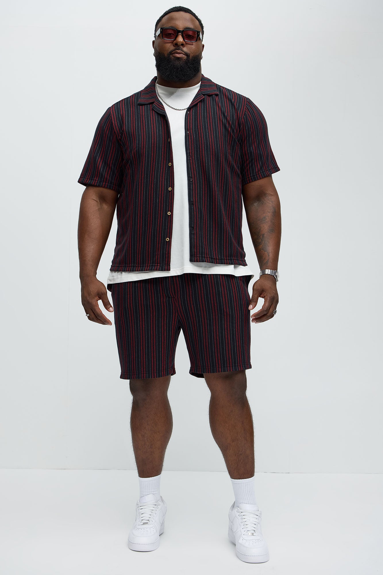 Colt Striped Short Sleeve Button Up - Burgundy/combo - Image 6