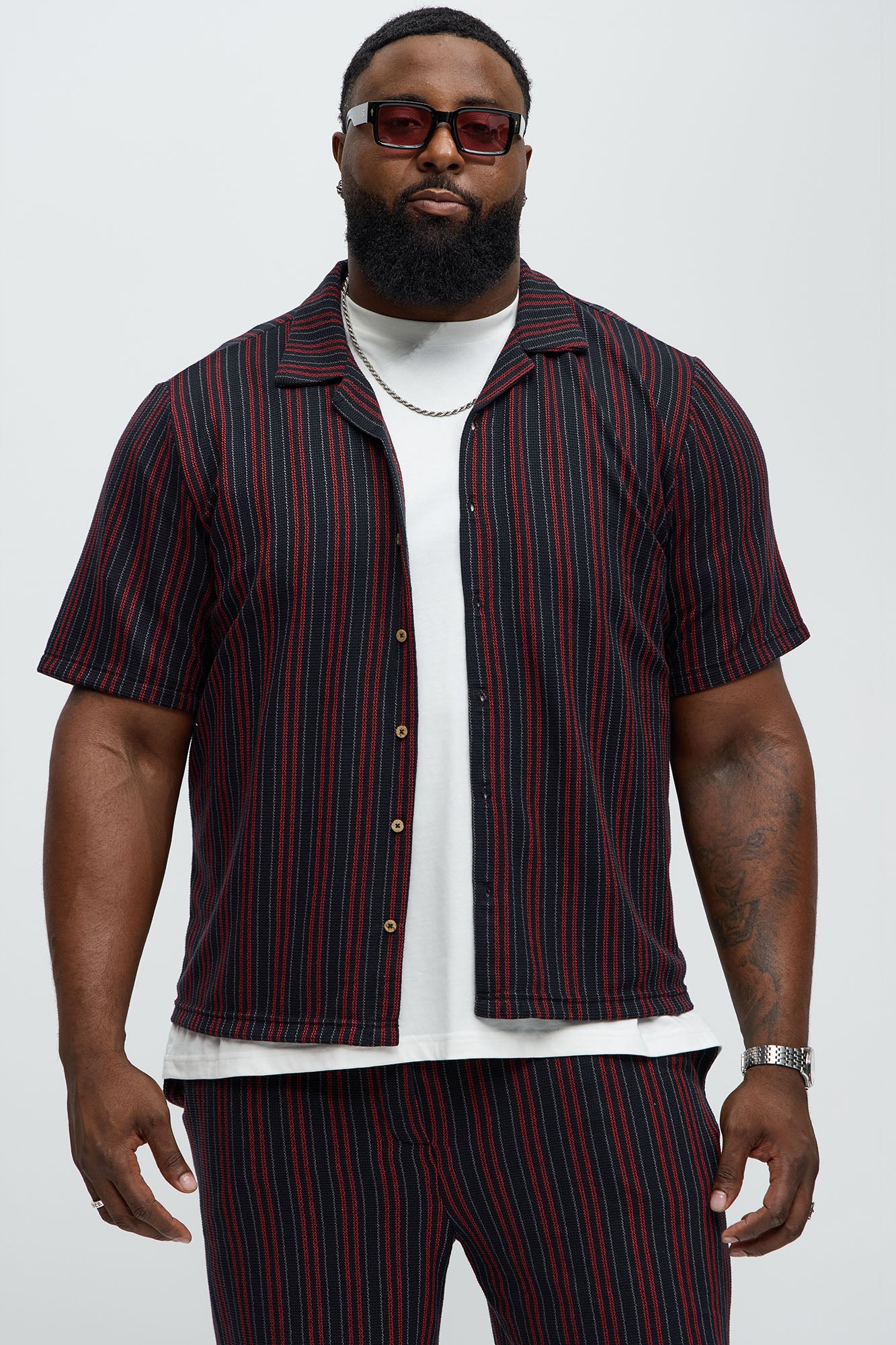 Colt Striped Short Sleeve Button Up - Burgundy/combo - Image 5