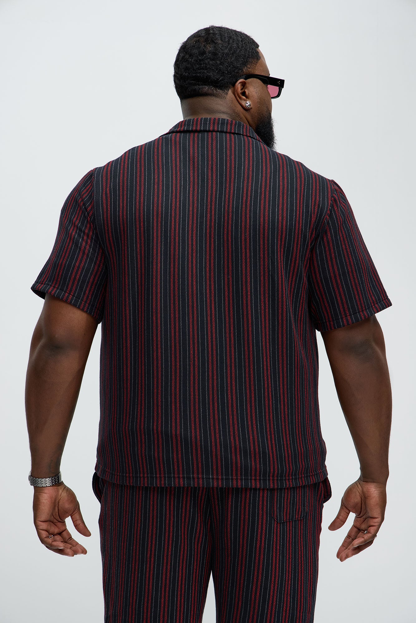 Colt Striped Short Sleeve Button Up - Burgundy/combo - Image 7