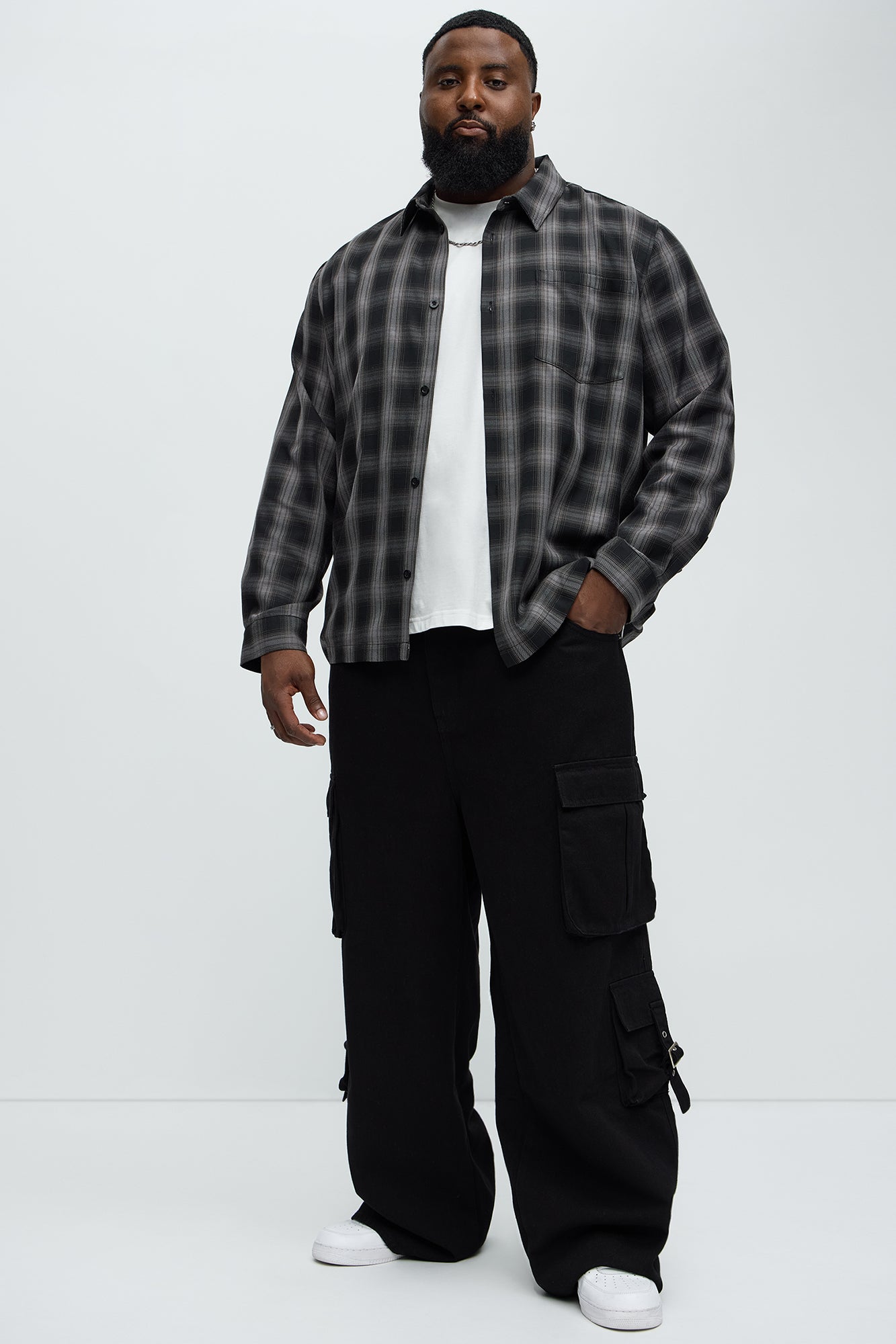 These Streets Cargo Buckle Straps Baggy Jeans - Black - Image 7