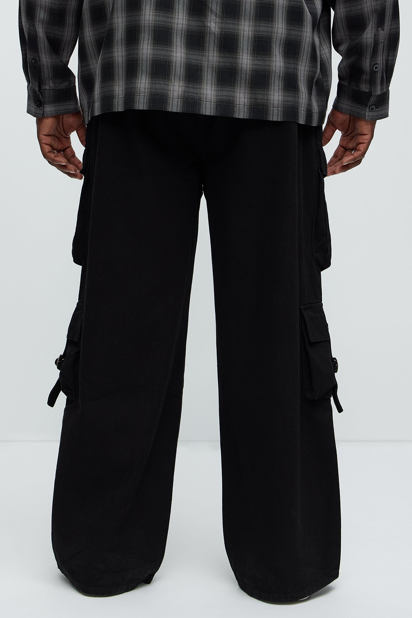 These Streets Cargo Buckle Straps Baggy Jeans - Black - Image 10