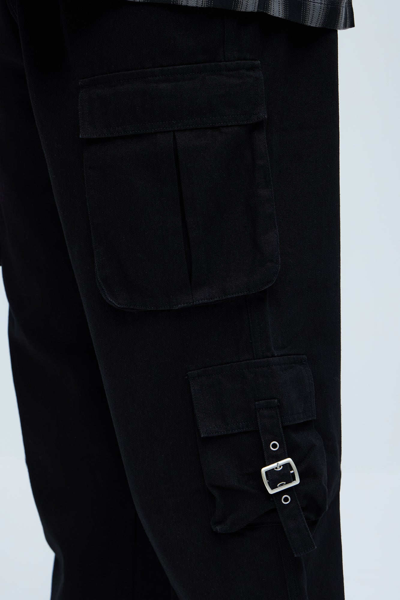 These Streets Cargo Buckle Straps Baggy Jeans - Black - Image 9