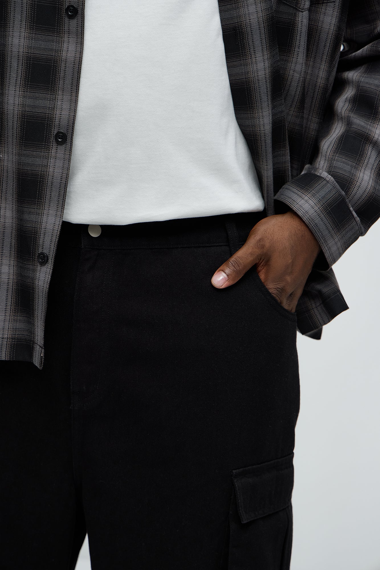 These Streets Cargo Buckle Straps Baggy Jeans - Black - Image 8