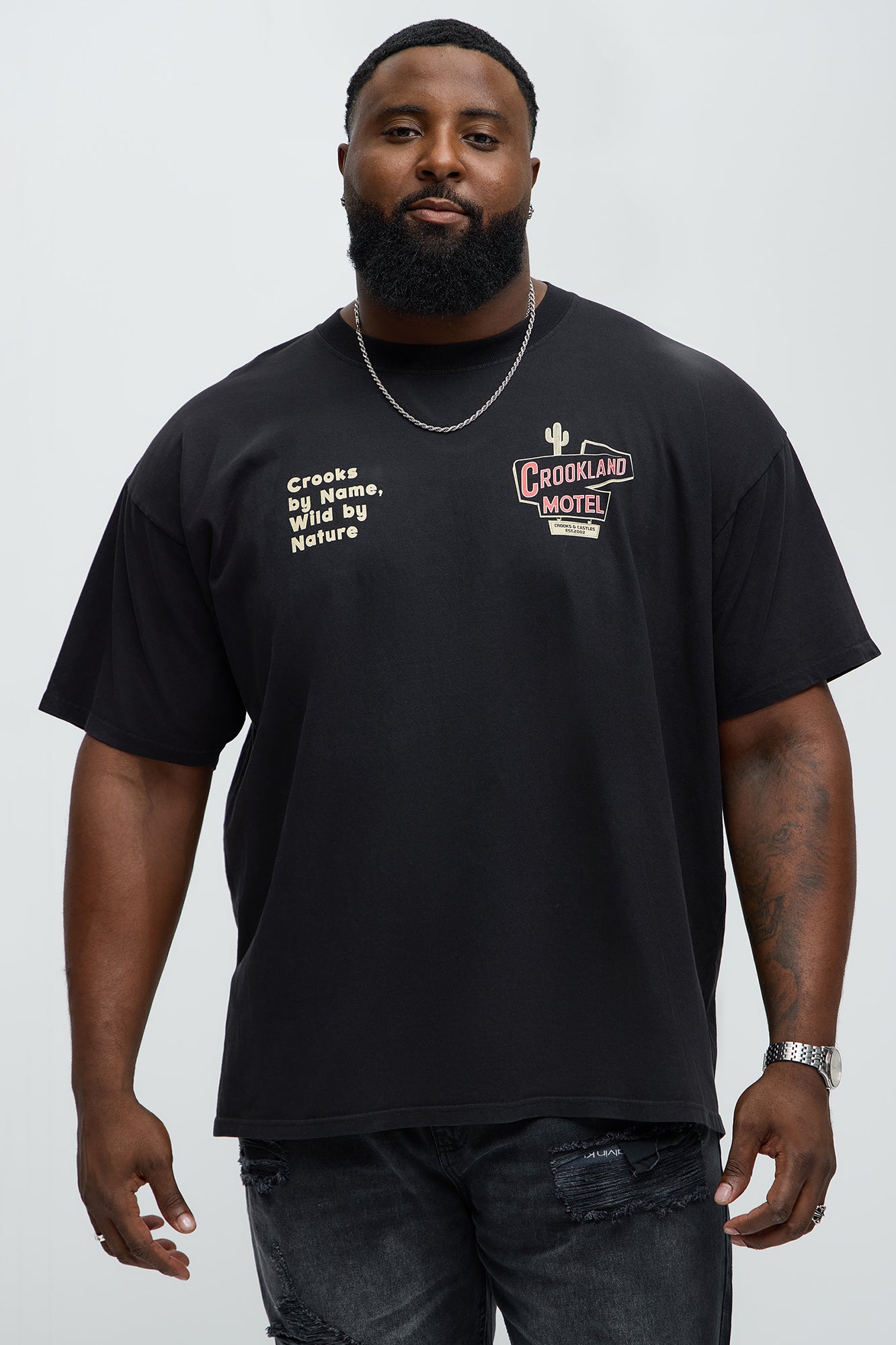 Crookland Oversized Motel Short Sleeve Tee - Black - Image 6