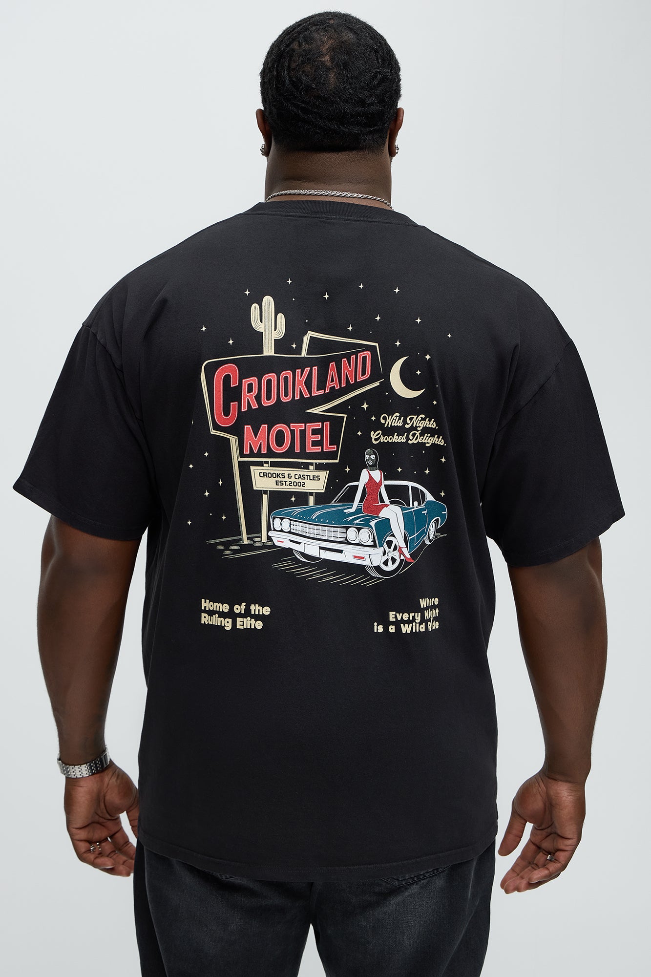 Crookland Oversized Motel Short Sleeve Tee - Black - Image 5