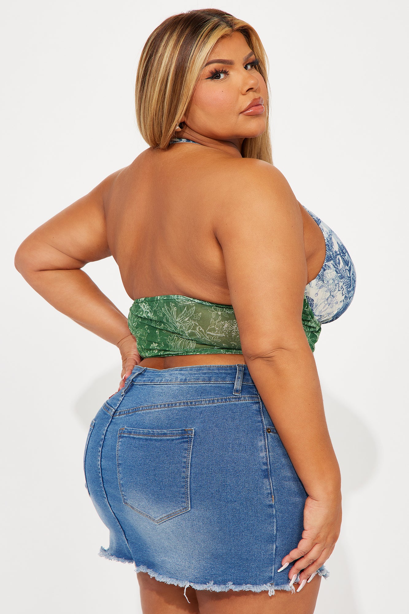 Arianna Halter Corset Top - Green/combo - Image 6