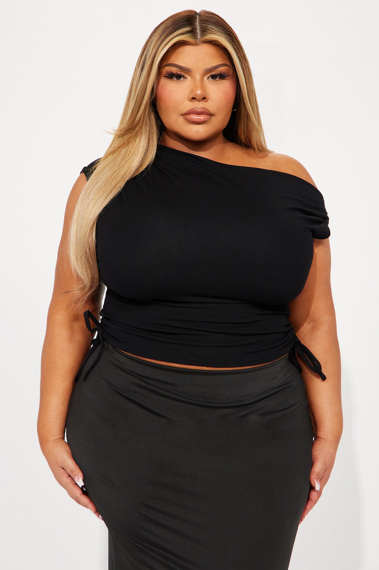 Vera One Shoulder Top - Black - Image 4