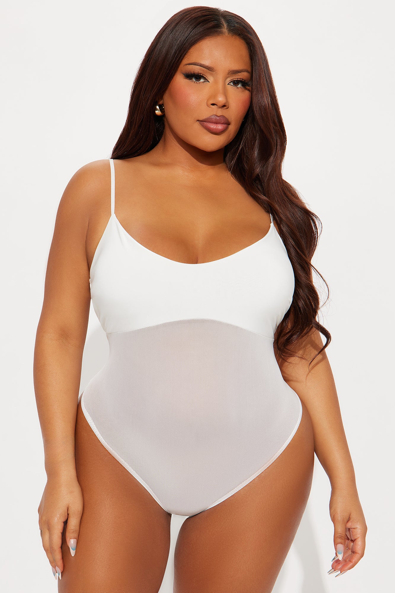 Calypso Sheer Mesh Bodysuit - White - Image 5