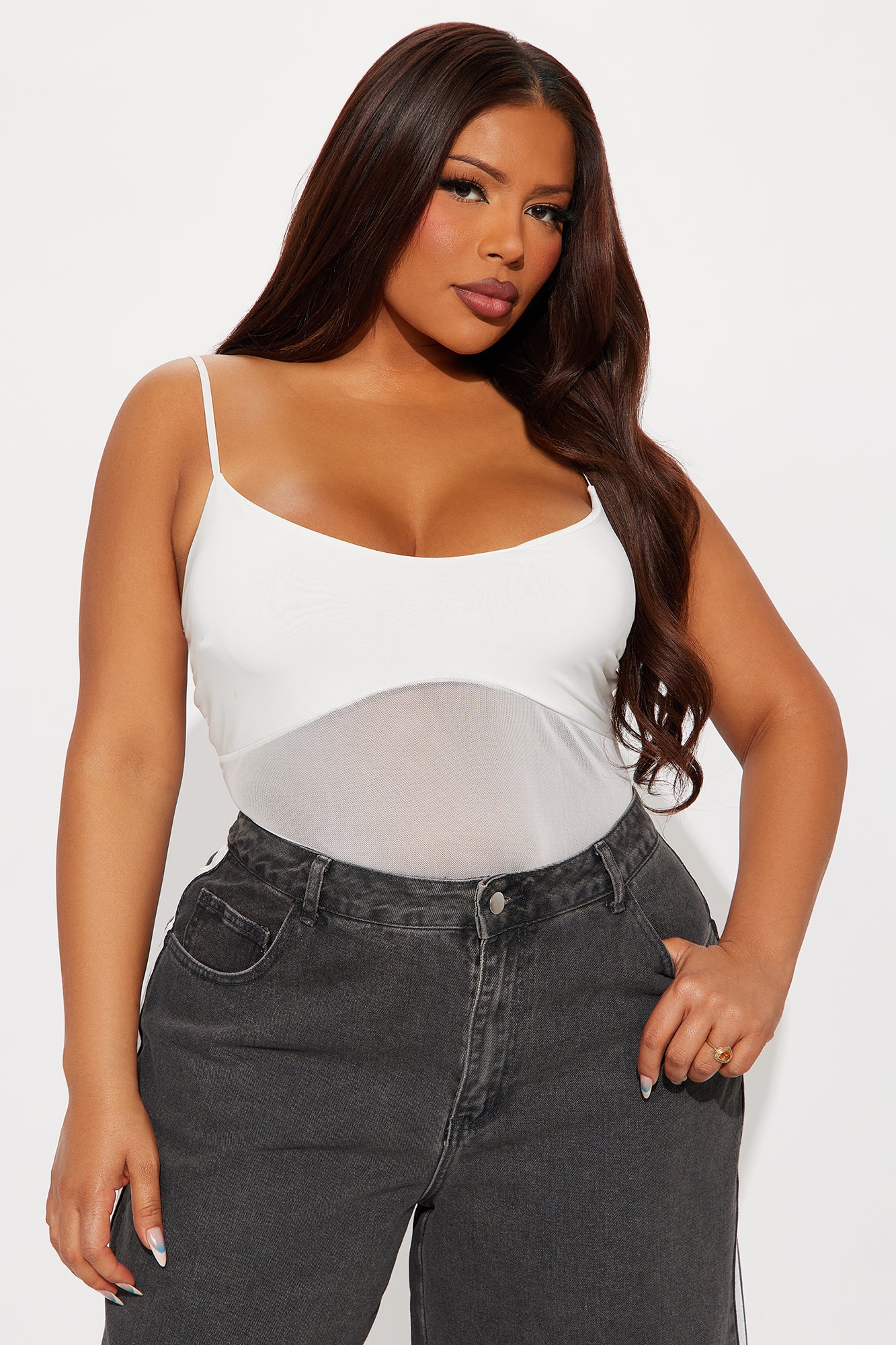 Calypso Sheer Mesh Bodysuit - White - Image 7