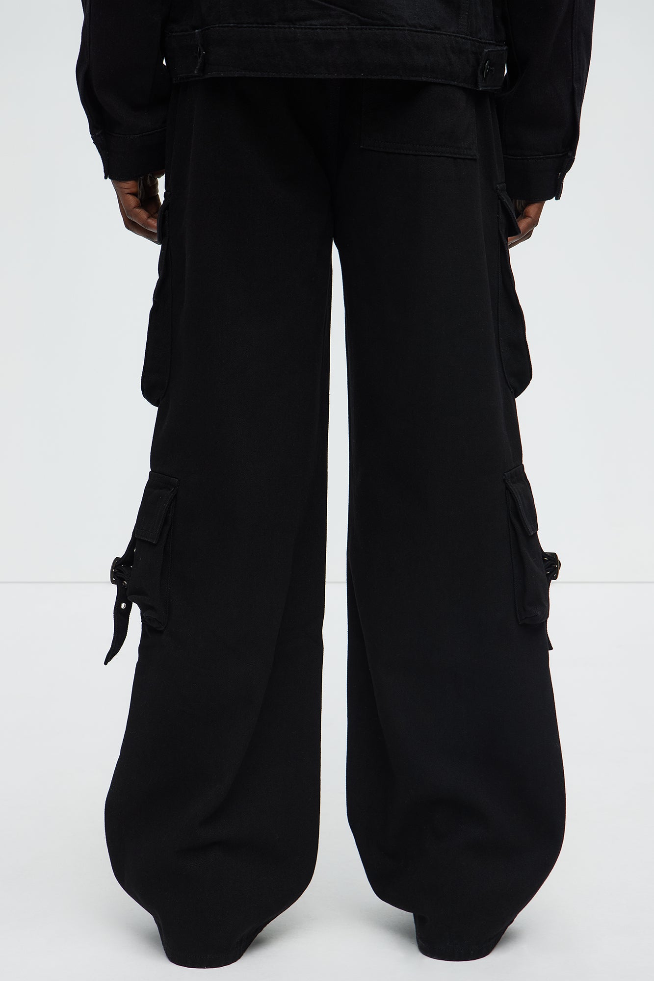 These Streets Cargo Buckle Straps Baggy Jeans - Black - Image 5