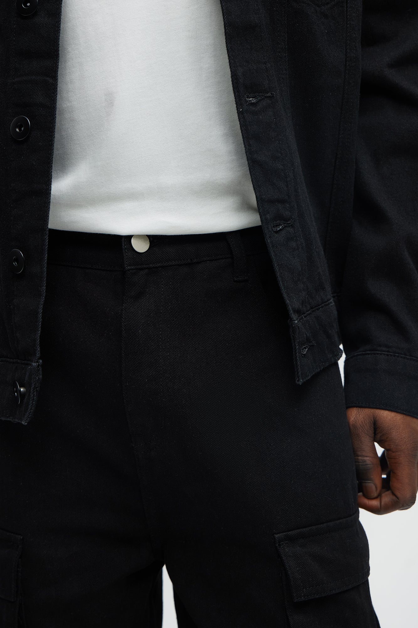 These Streets Cargo Buckle Straps Baggy Jeans - Black - Image 3