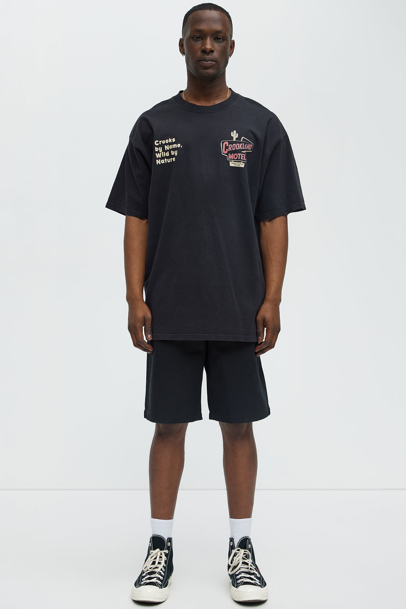Crookland Oversized Motel Short Sleeve Tee - Black - Image 4