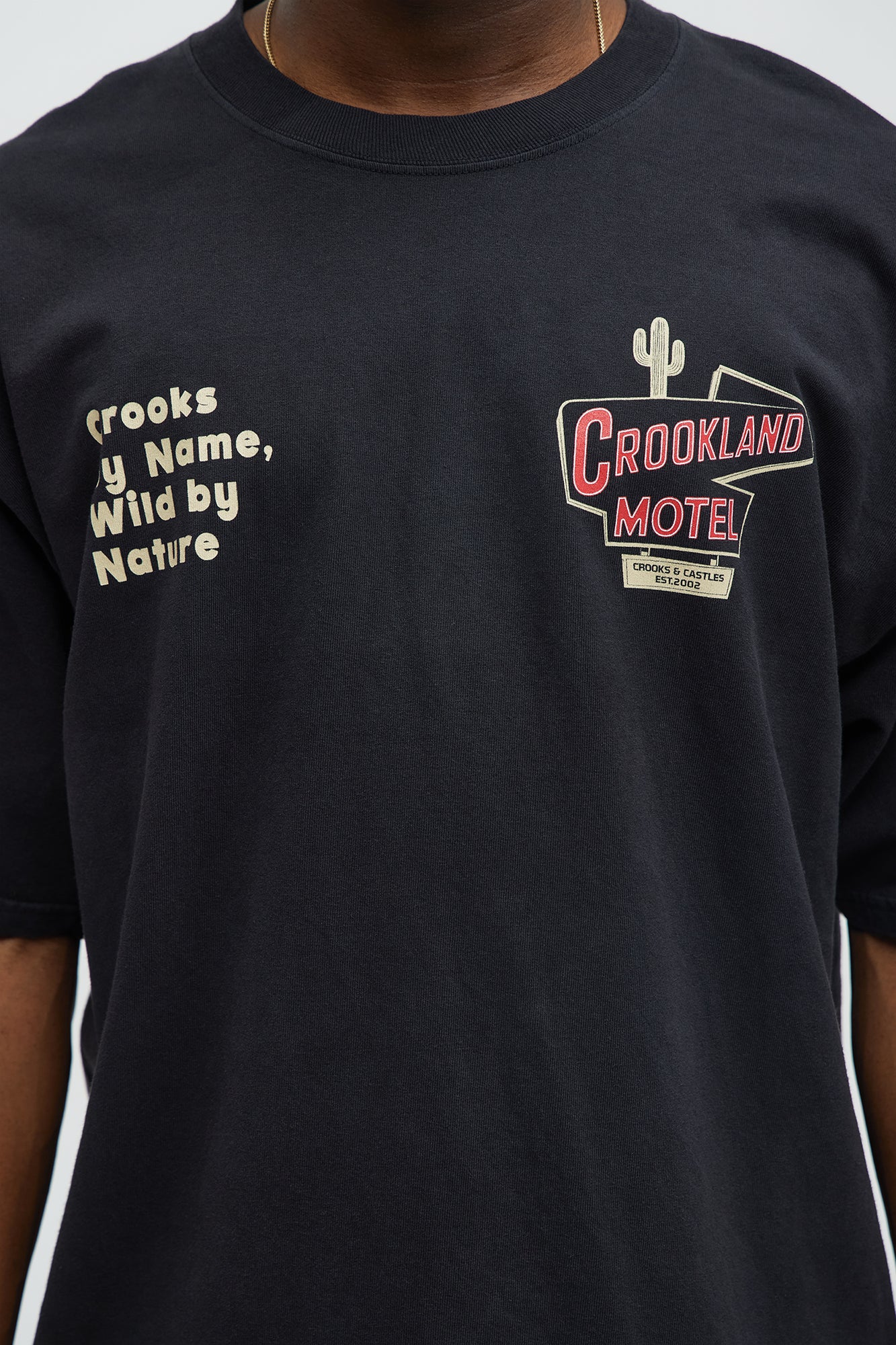 Crookland Oversized Motel Short Sleeve Tee - Black - Image 3