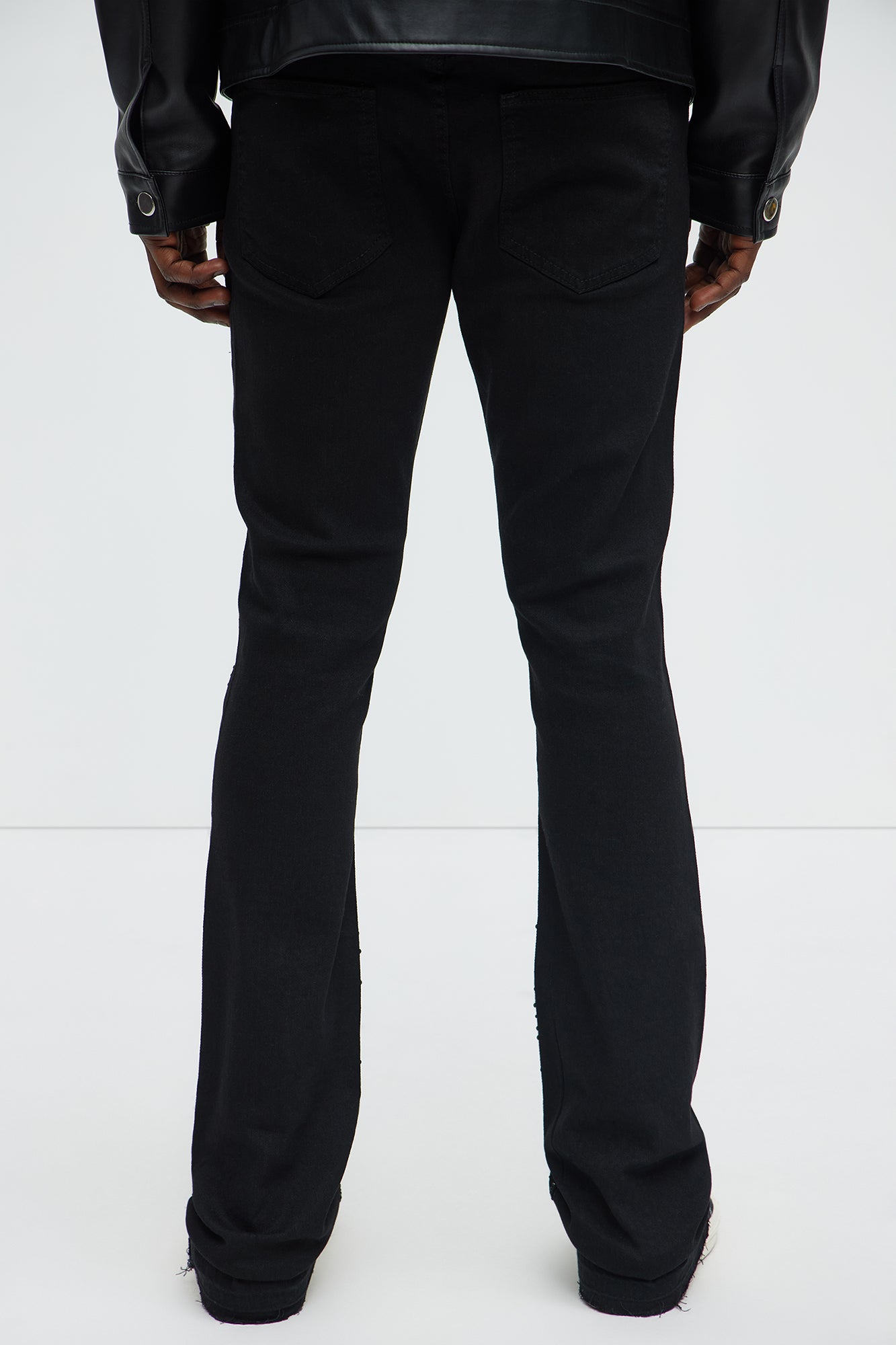 Stacked Skinny Flare On My Bling Distressed Jeans - Black Wash - Image 5