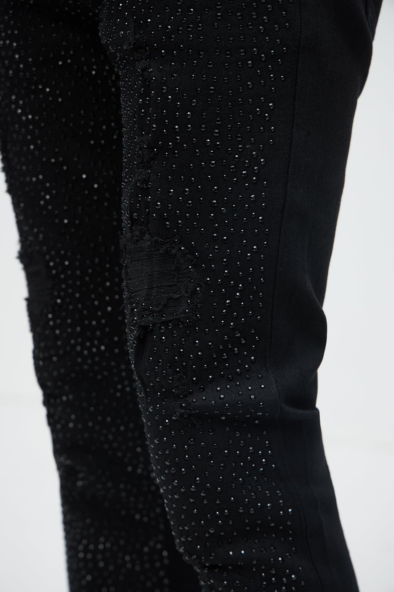 Stacked Skinny Flare On My Bling Distressed Jeans - Black Wash - Image 4