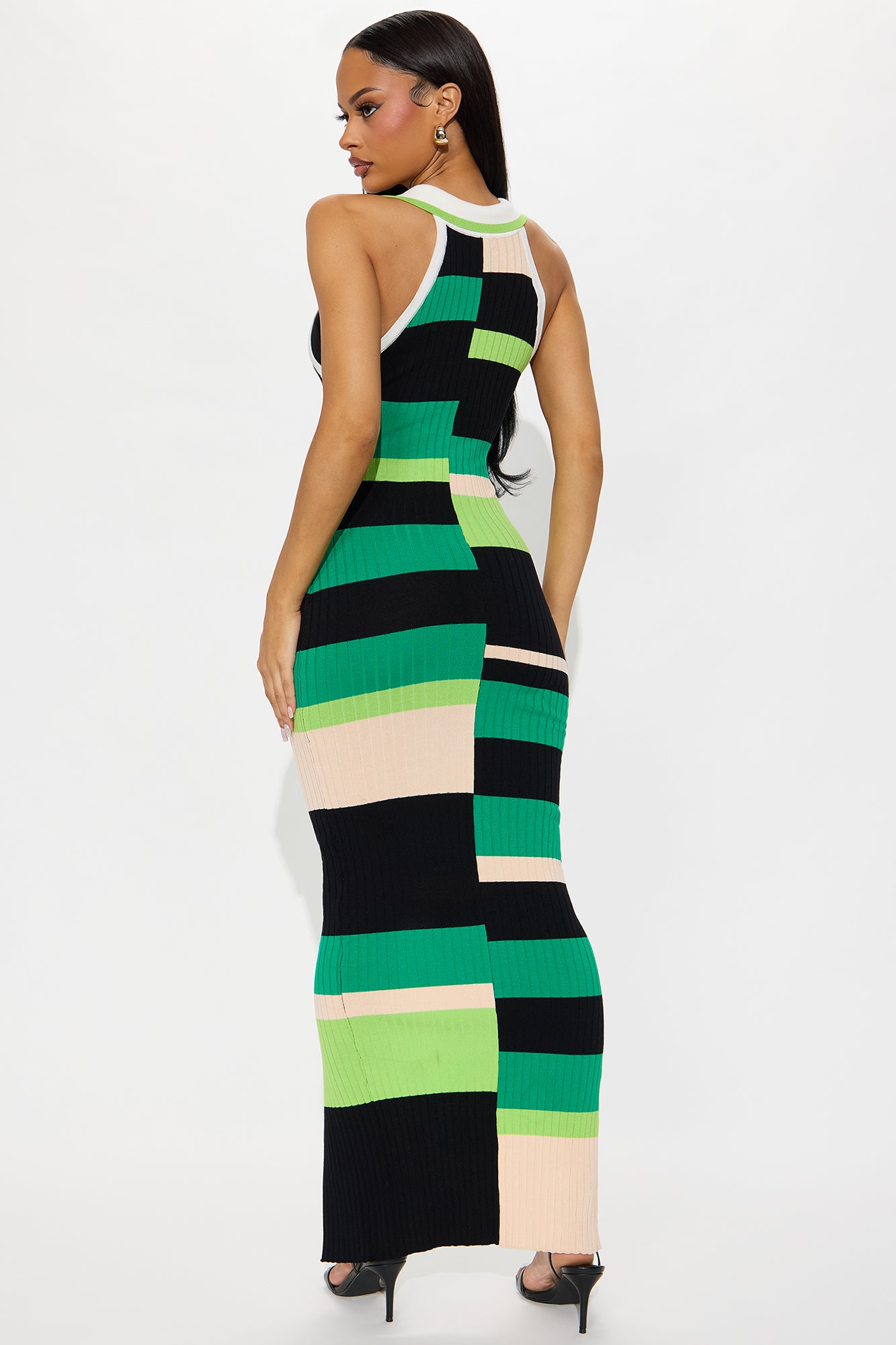 Carolina Collared Sweater Maxi Dress - Green/combo - Image 3