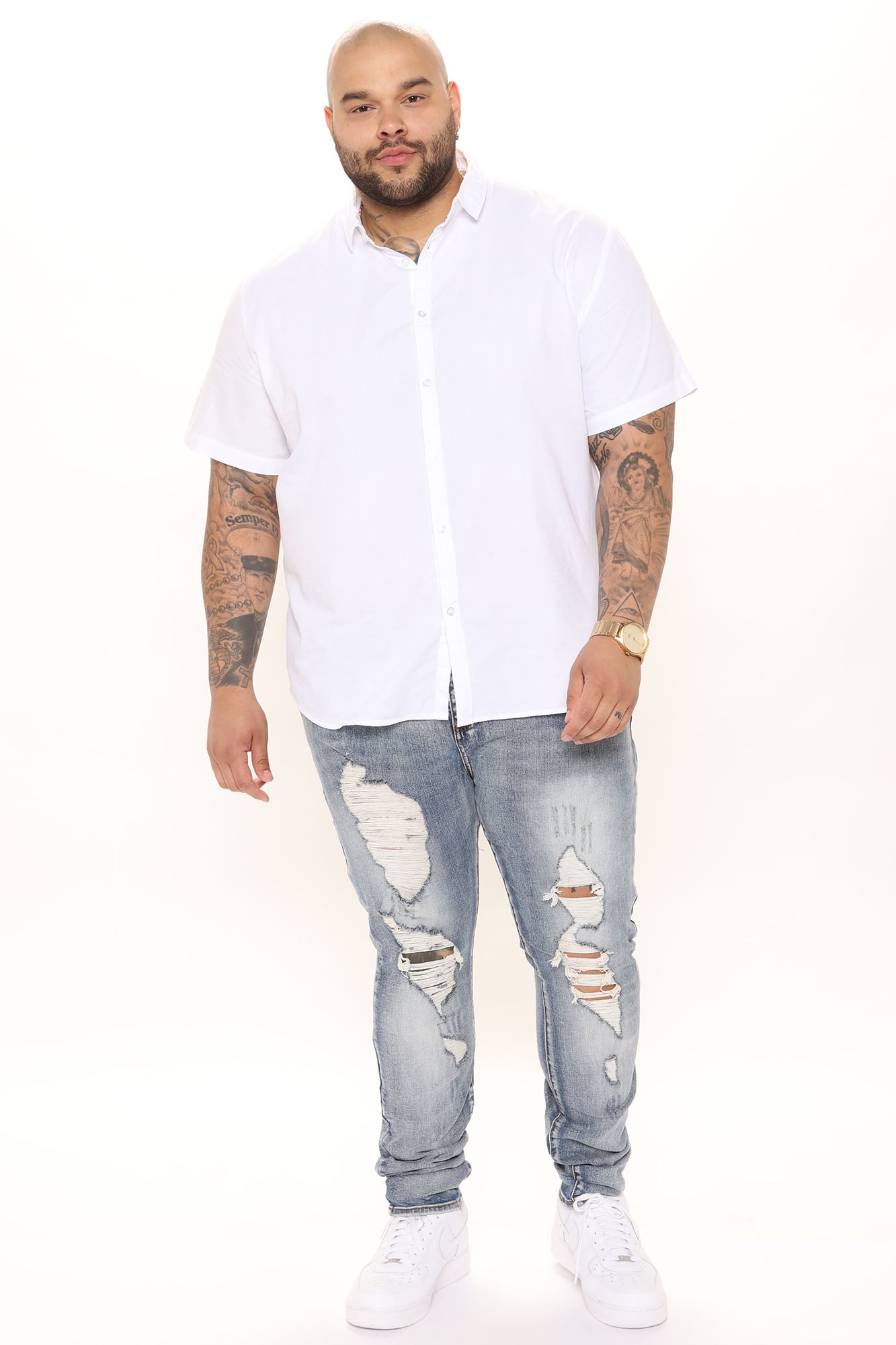 Ryland Short Sleeve Button Up Shirt - White - Image 11