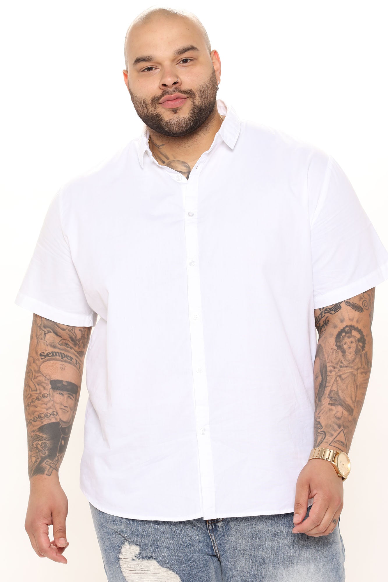 Ryland Short Sleeve Button Up Shirt - White - Image 10