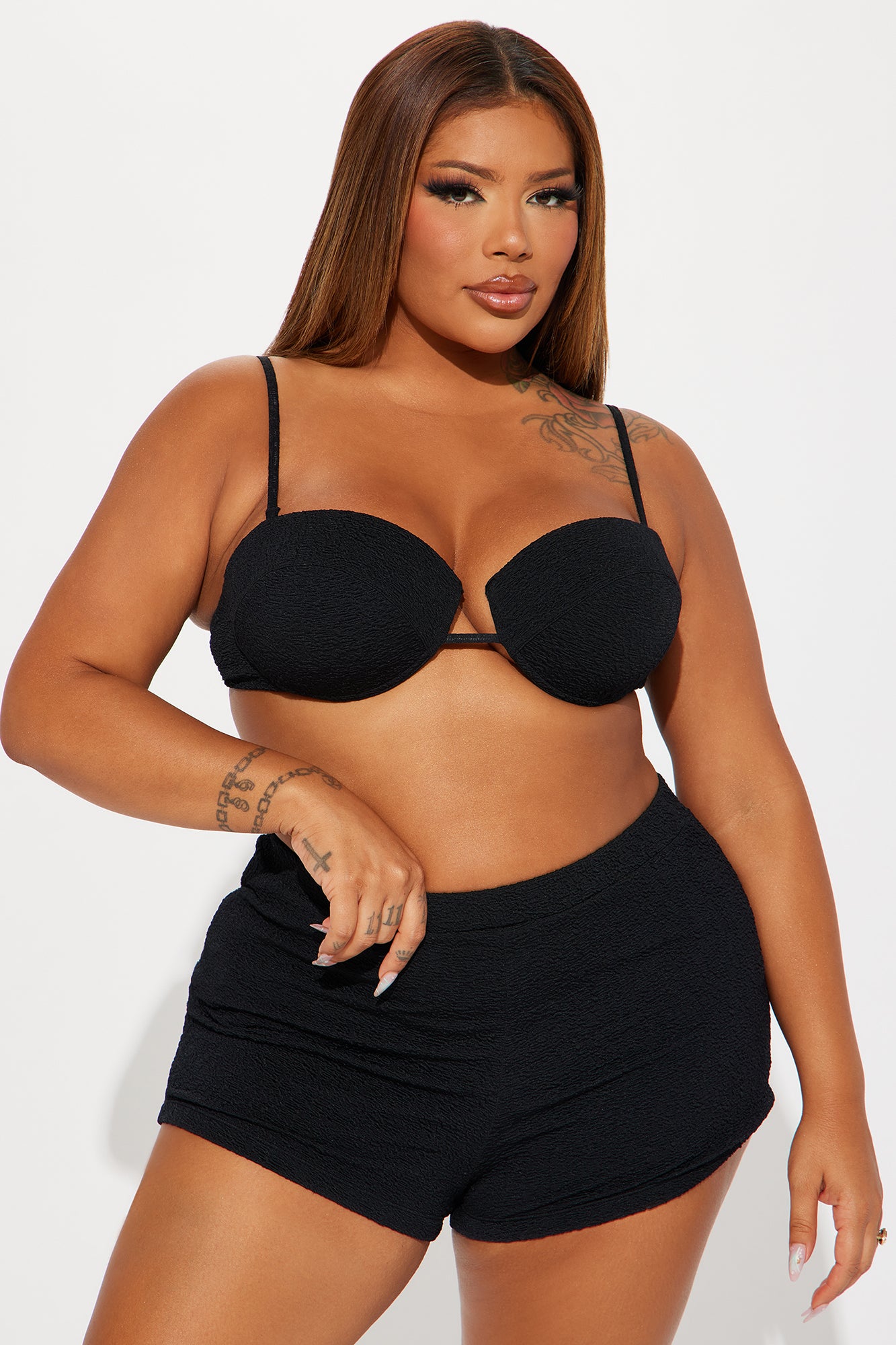 Catrina Underwire 3 Piece Boyshort Bikini - Black - Image 7