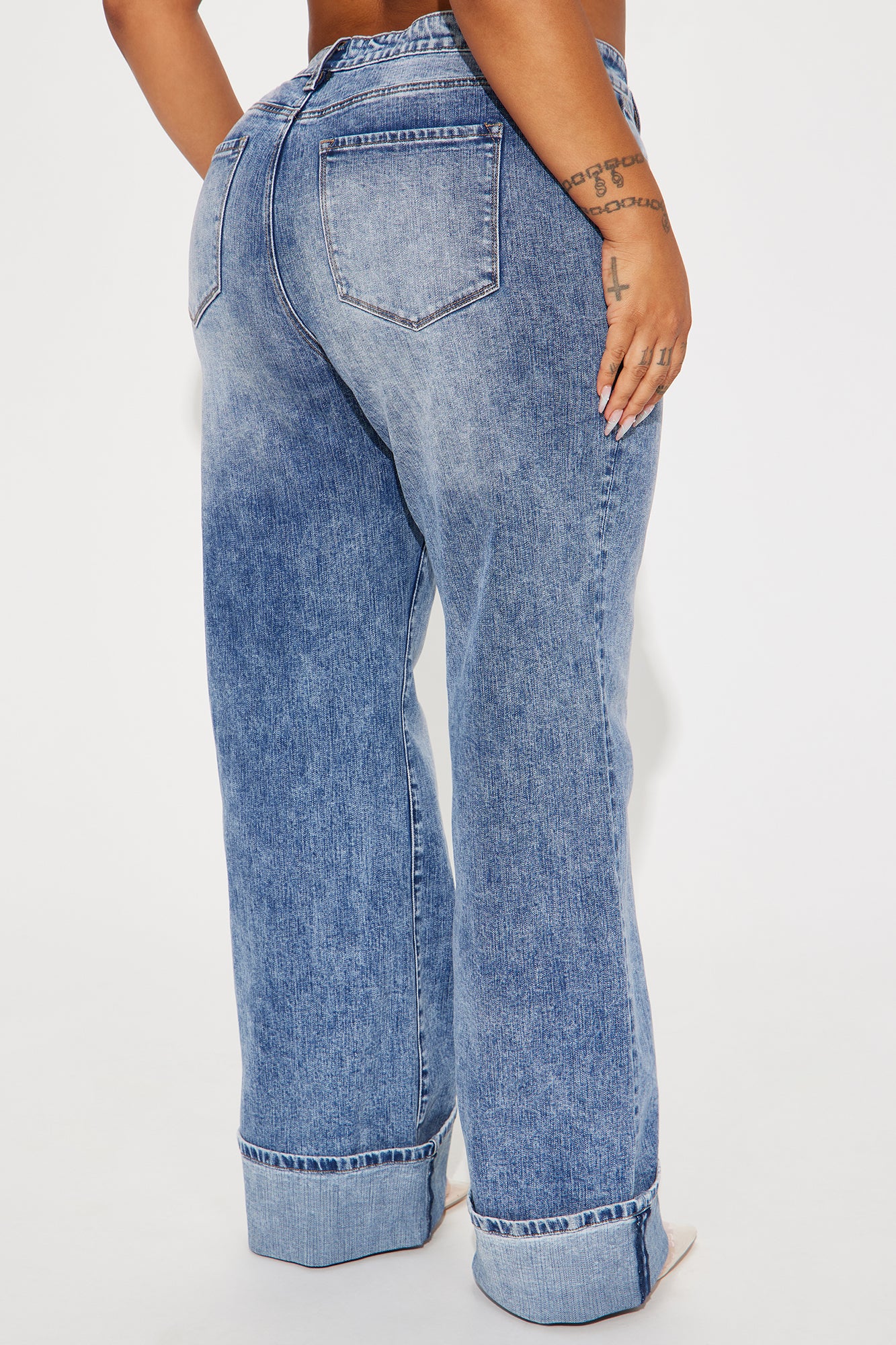 On My Radar Cuffed Wide Leg Jeans - Medium Wash - Image 6