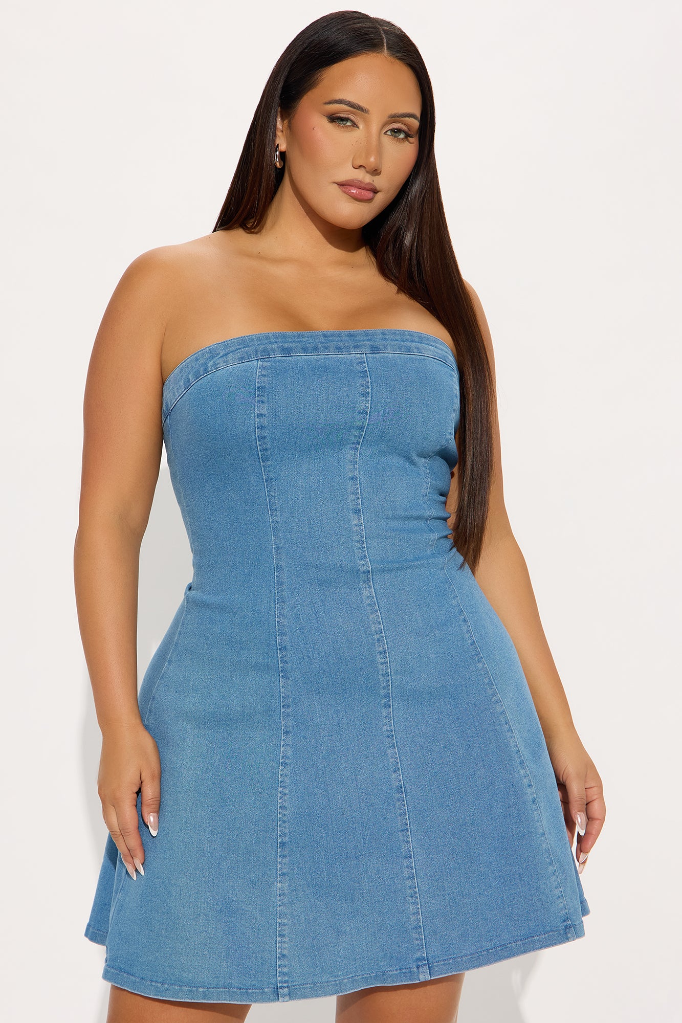 Ruthie Denim Mini Dress - Medium Wash - Image 5
