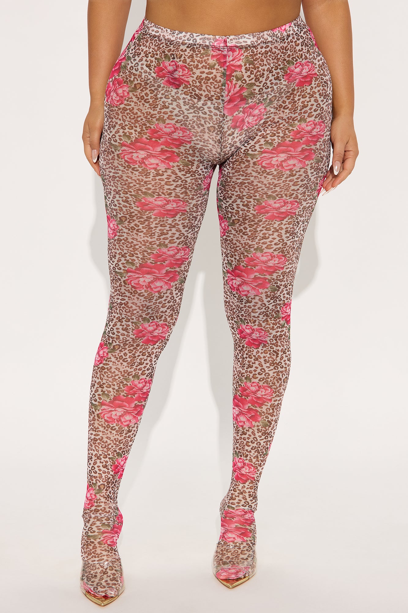 Wild Beauty Leopard Mesh Footed Legging - Brown/combo - Image 5