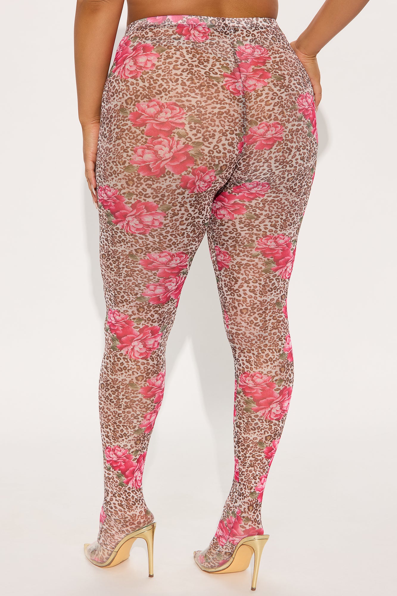 Wild Beauty Leopard Mesh Footed Legging - Brown/combo - Image 6