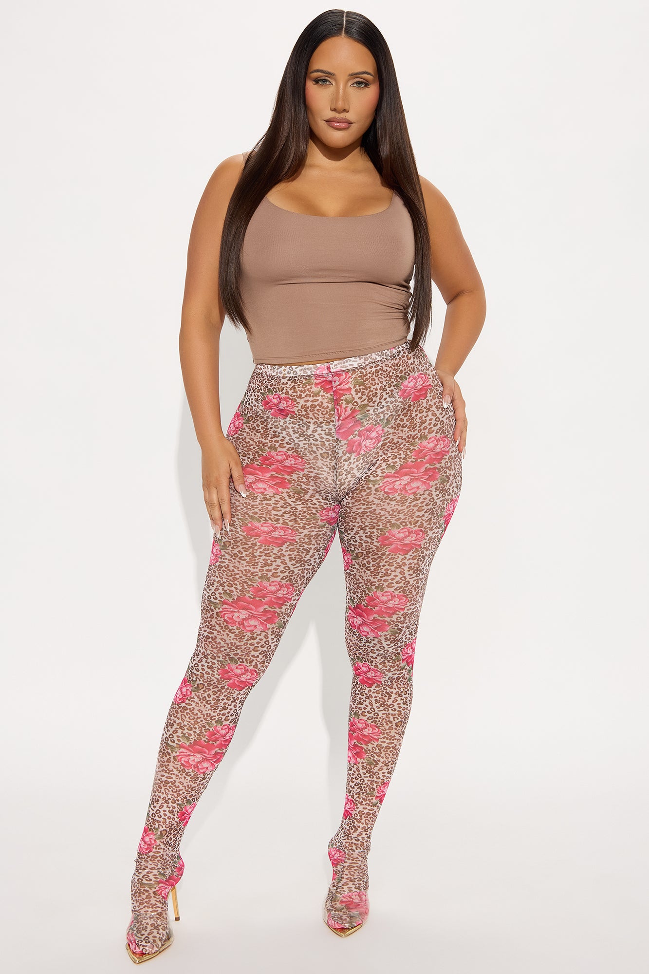 Wild Beauty Leopard Mesh Footed Legging - Brown/combo - Image 4