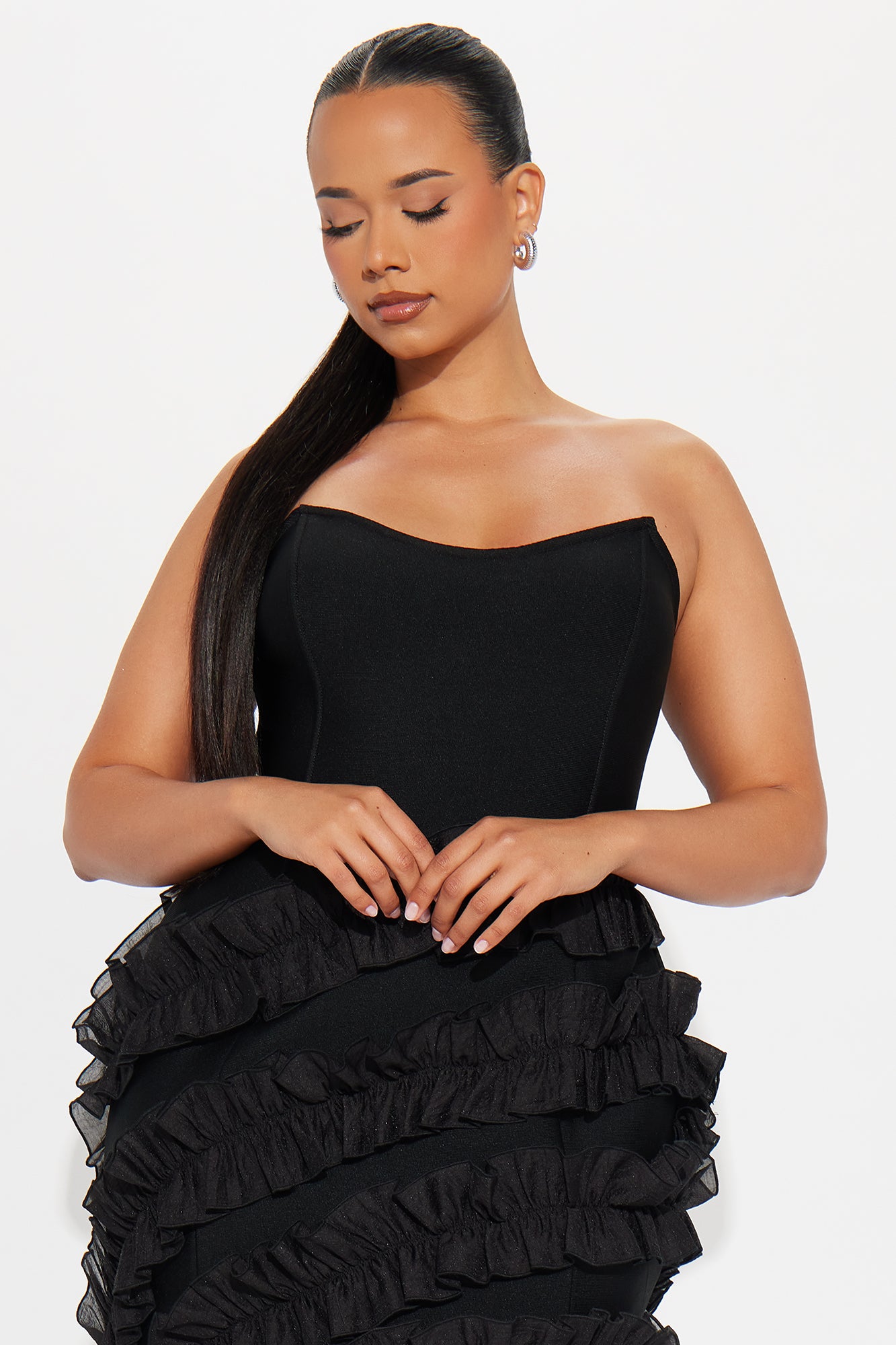 All Mine Ruffle Bandage Maxi Dress - Black - Image 5