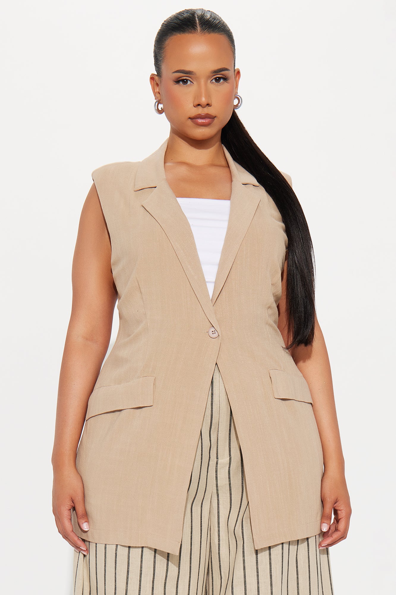 Azani Linen Vest - Taupe - Image 4