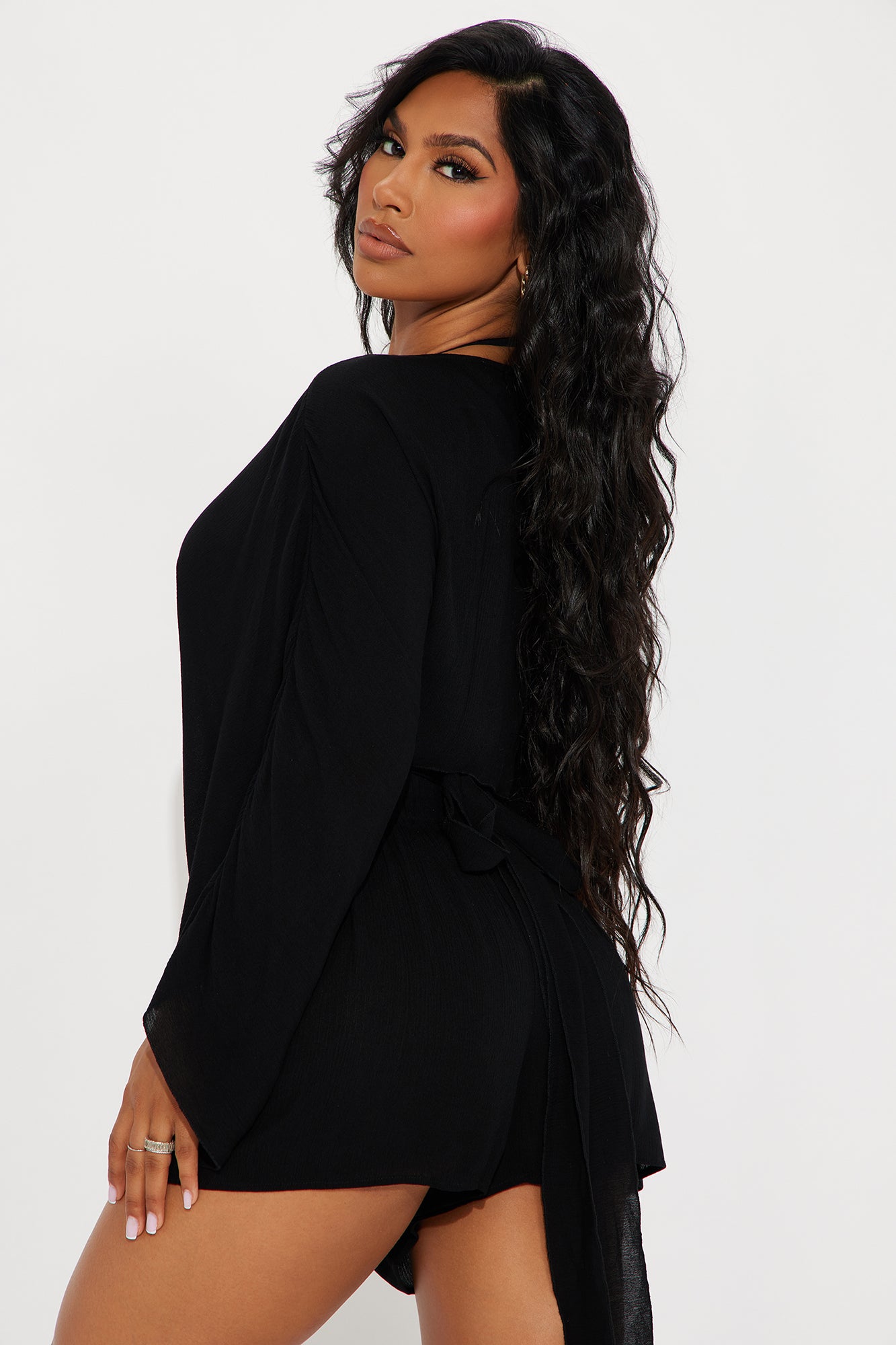 Breezy Nights Linen 2 Piece Cover Up - Black - Image 3