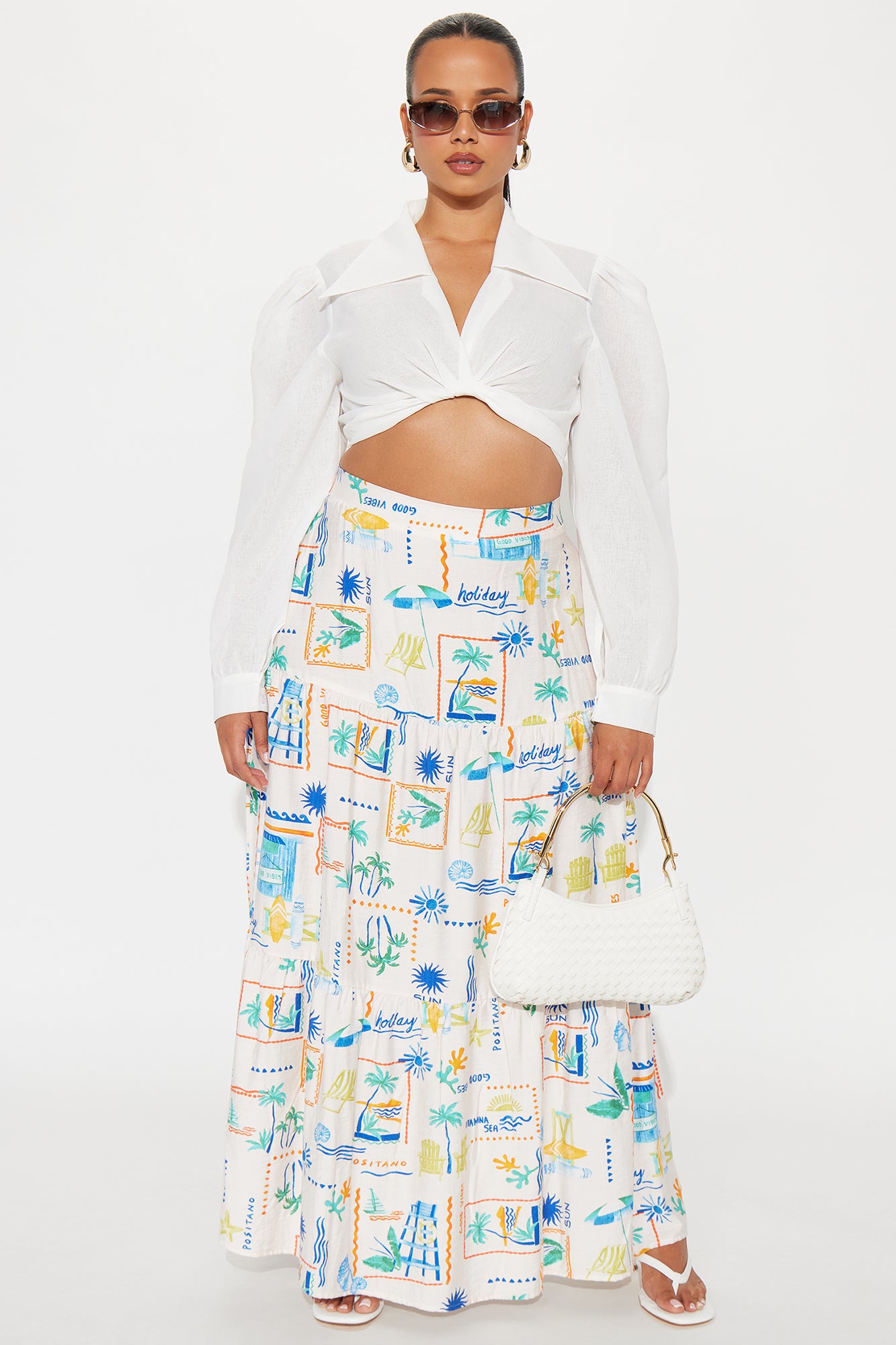 Positano Linen Maxi Skirt - Cream/combo - Image 4