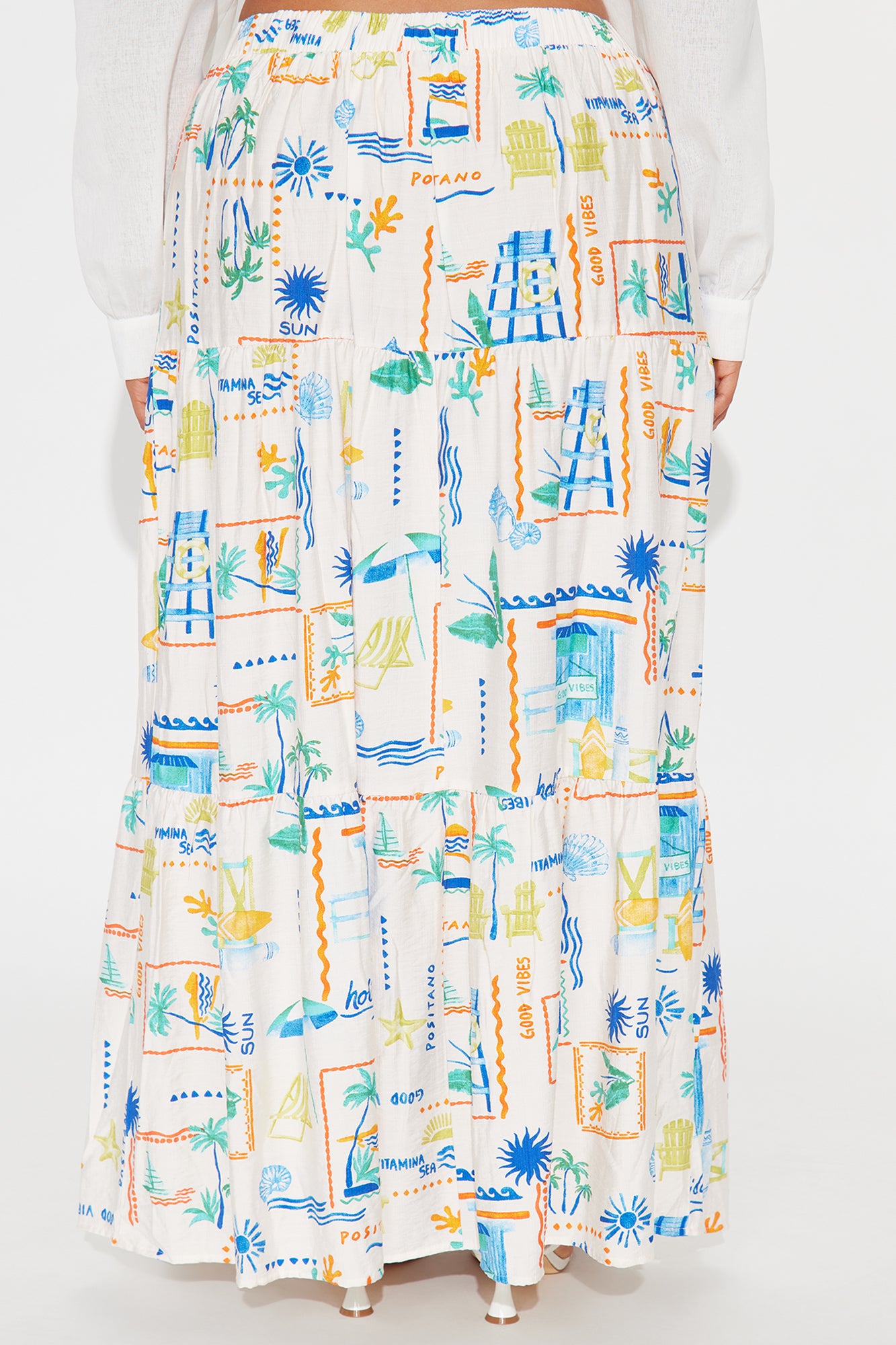 Positano Linen Maxi Skirt - Cream/combo - Image 6