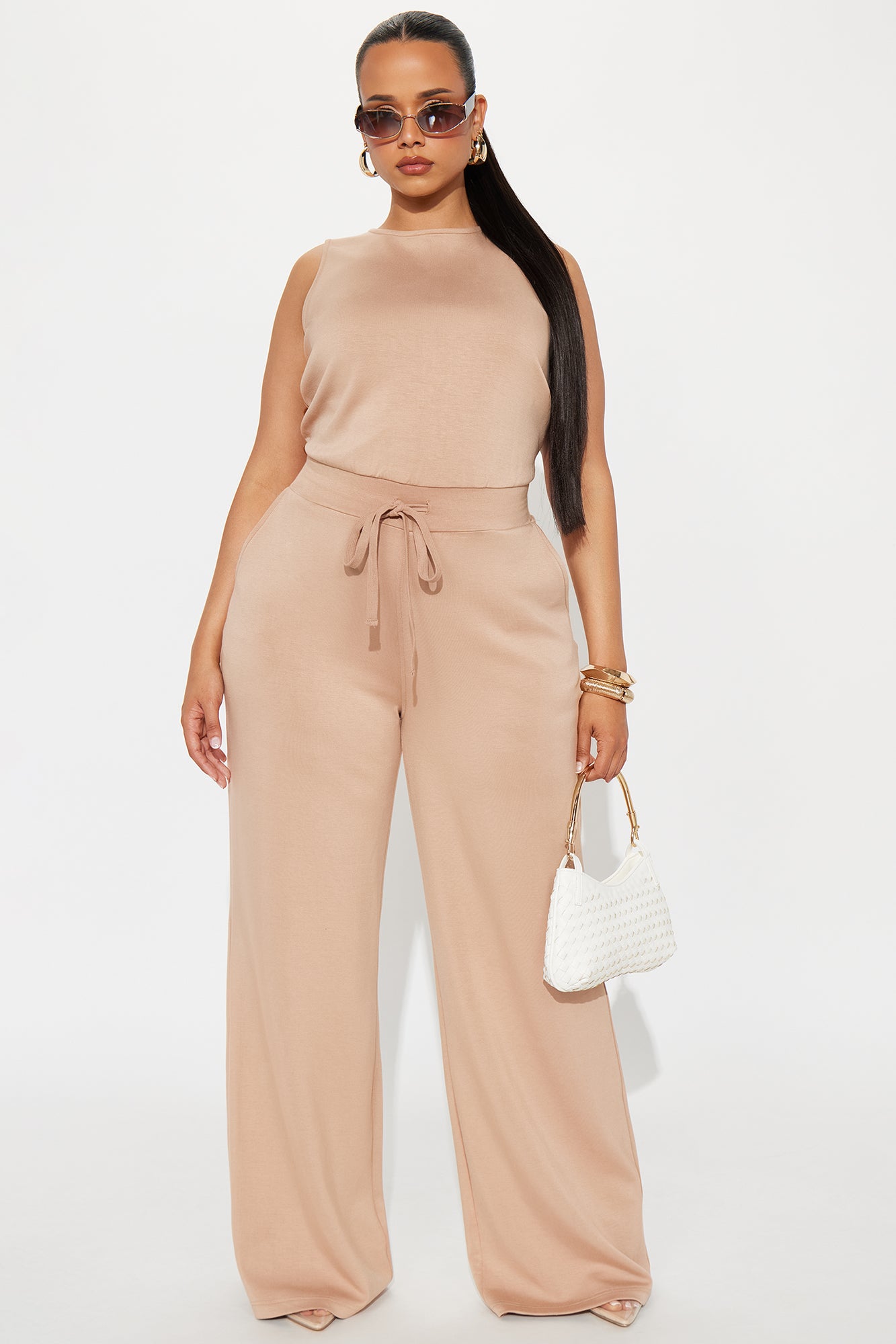 Judith Wide Leg Jumpsuit - Tan - Image 4