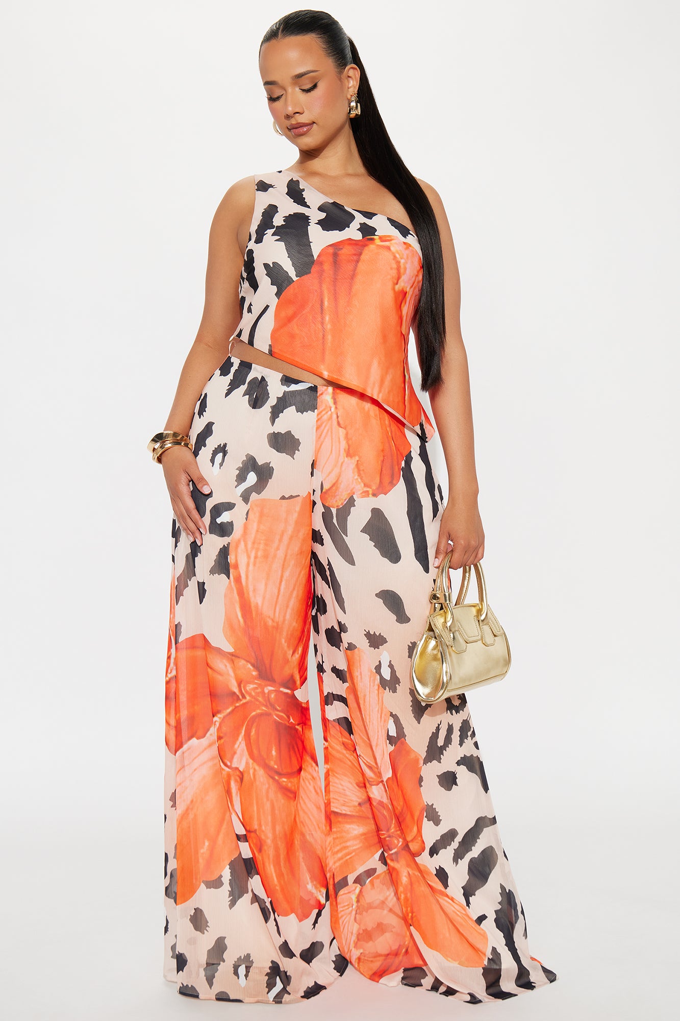 Spring Fling Tropical Pant Set - Orange/combo - Image 4