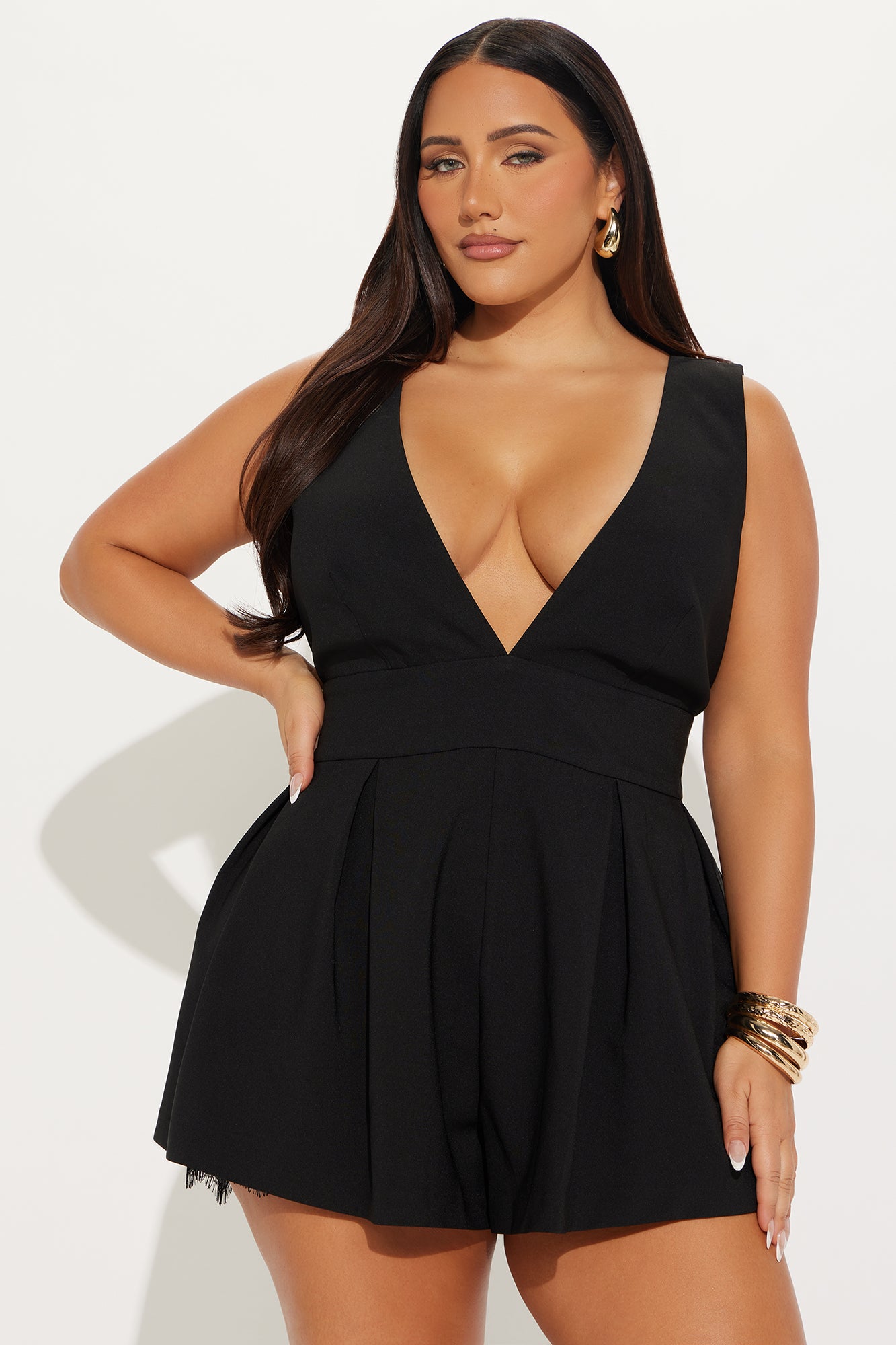 Winni Pleated Crepe Romper - Black - Image 5