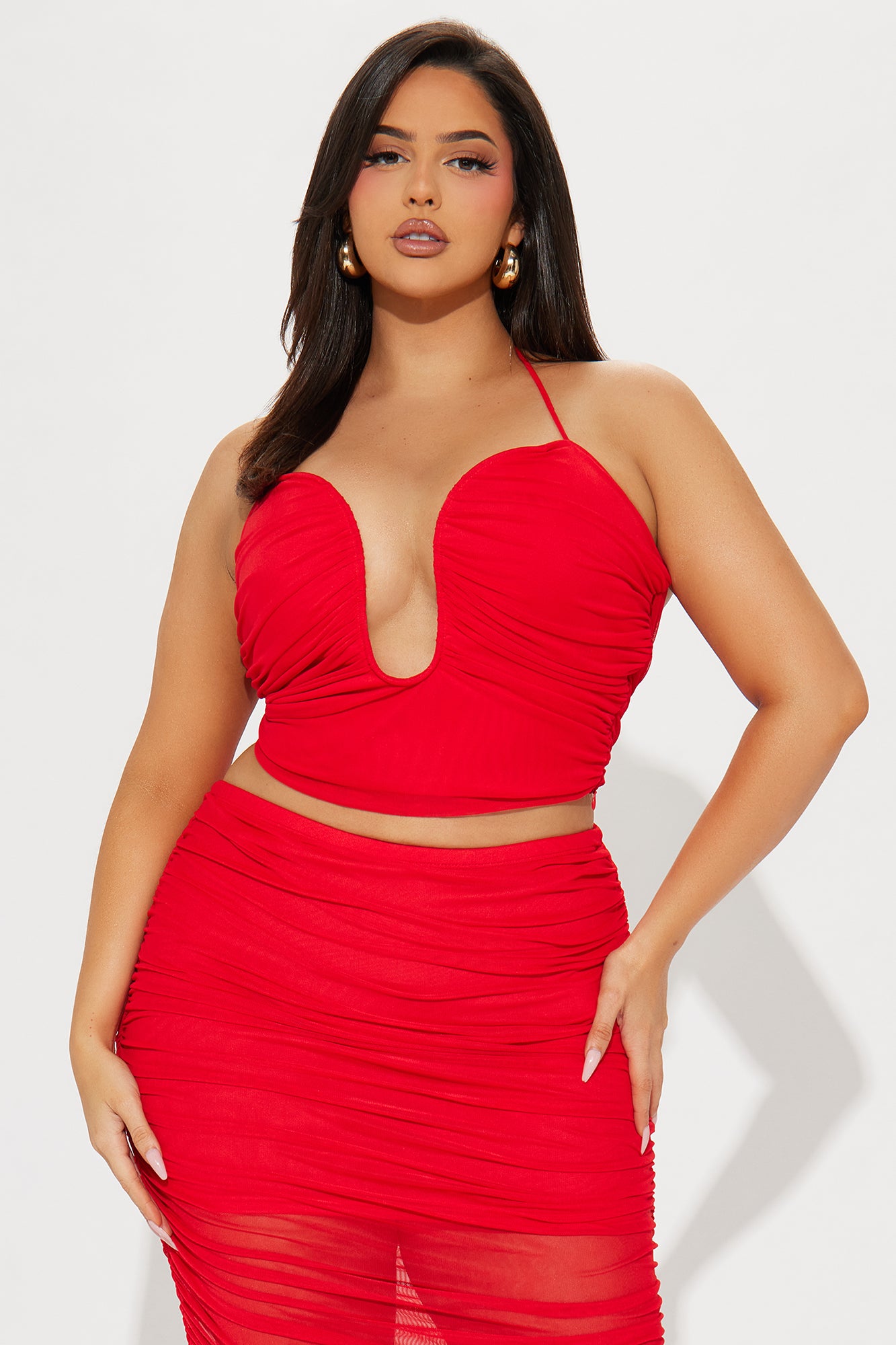 Always Slaying Mesh Skirt Set - Red - Image 4