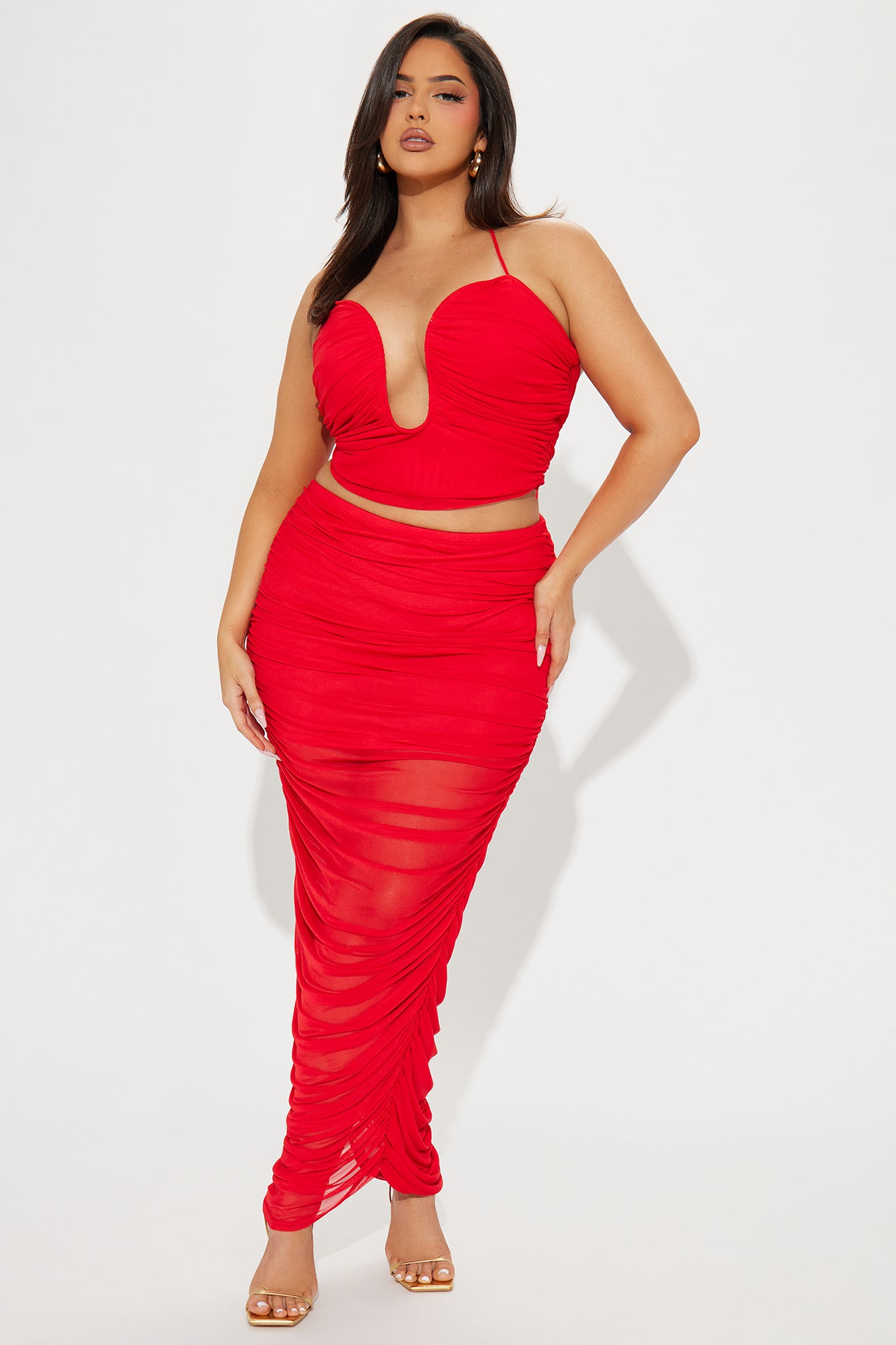 Always Slaying Mesh Skirt Set - Red - Image 5
