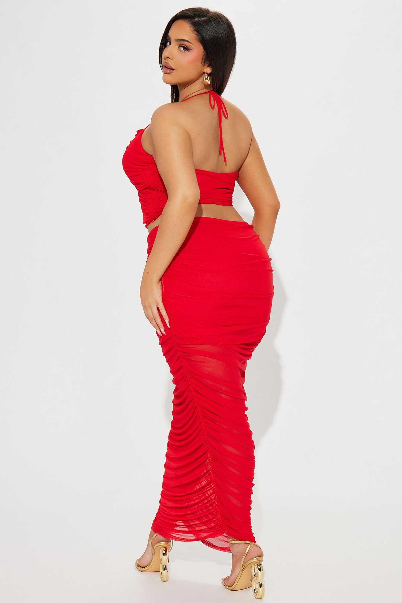 Always Slaying Mesh Skirt Set - Red - Image 6