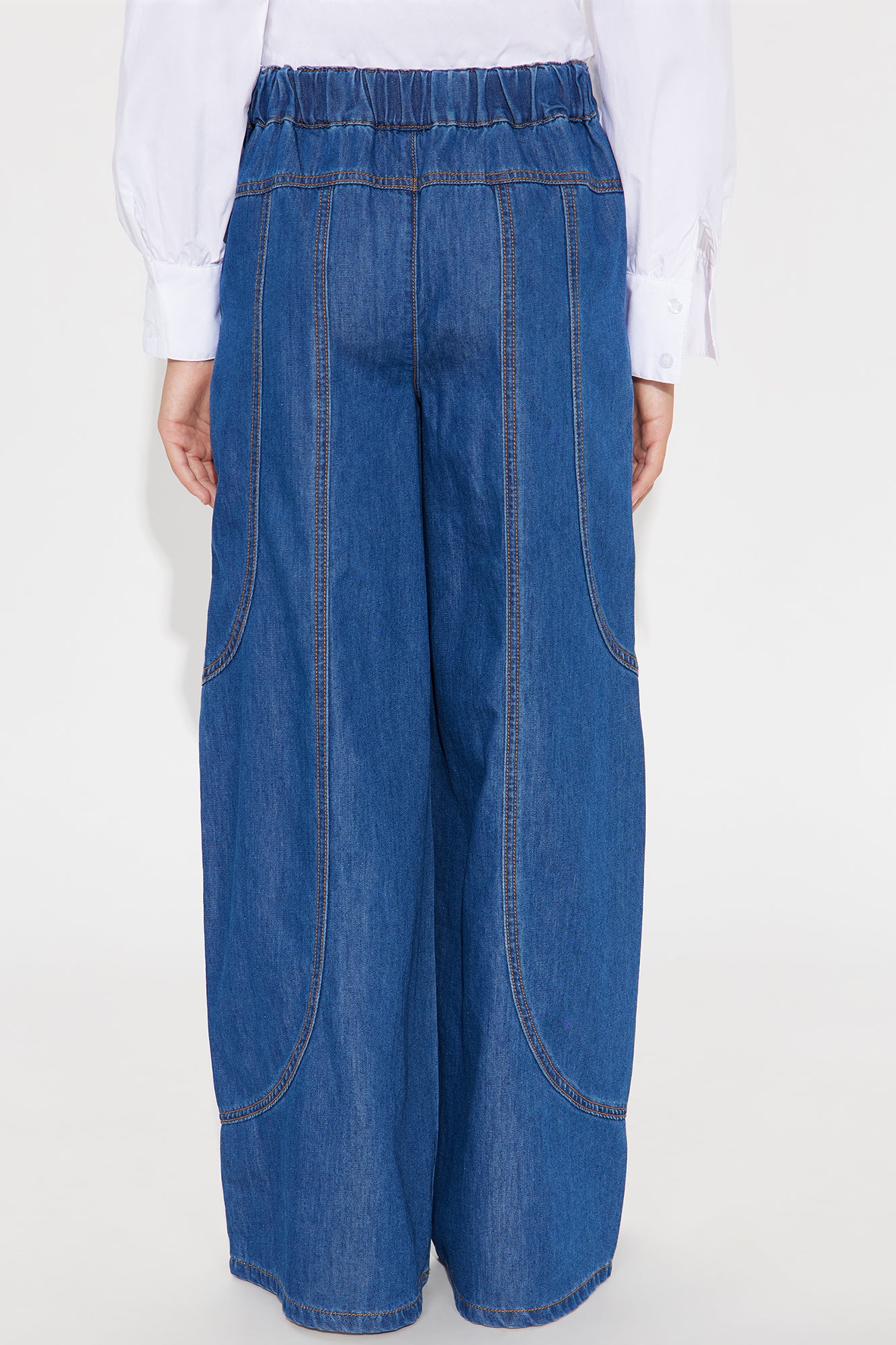 Mini Vacay Vibes Drapey Wide Leg Jeans - Dark Wash - Image 3