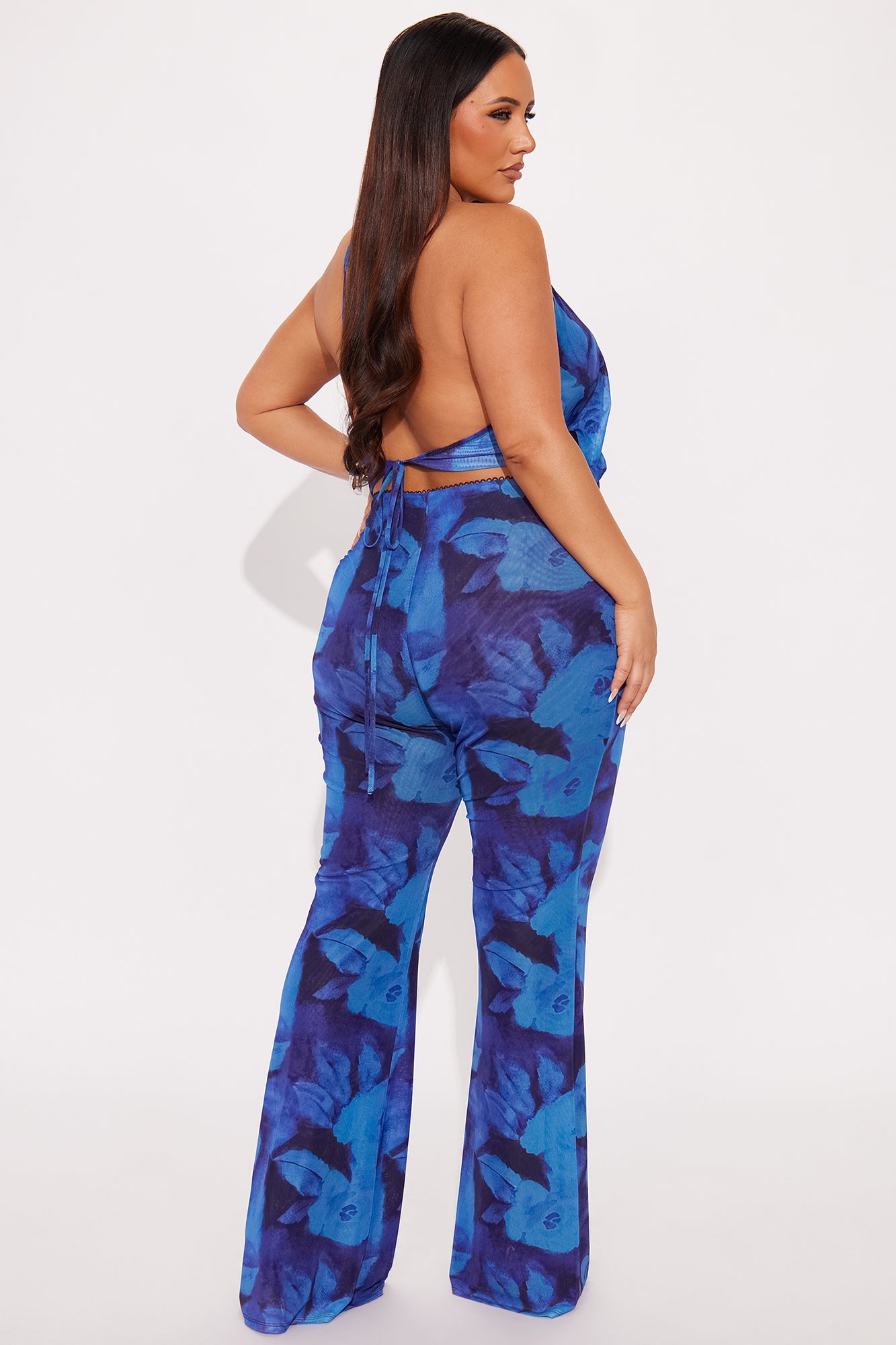 Angela Floral Mesh Pant Set - Blue/combo - Image 6