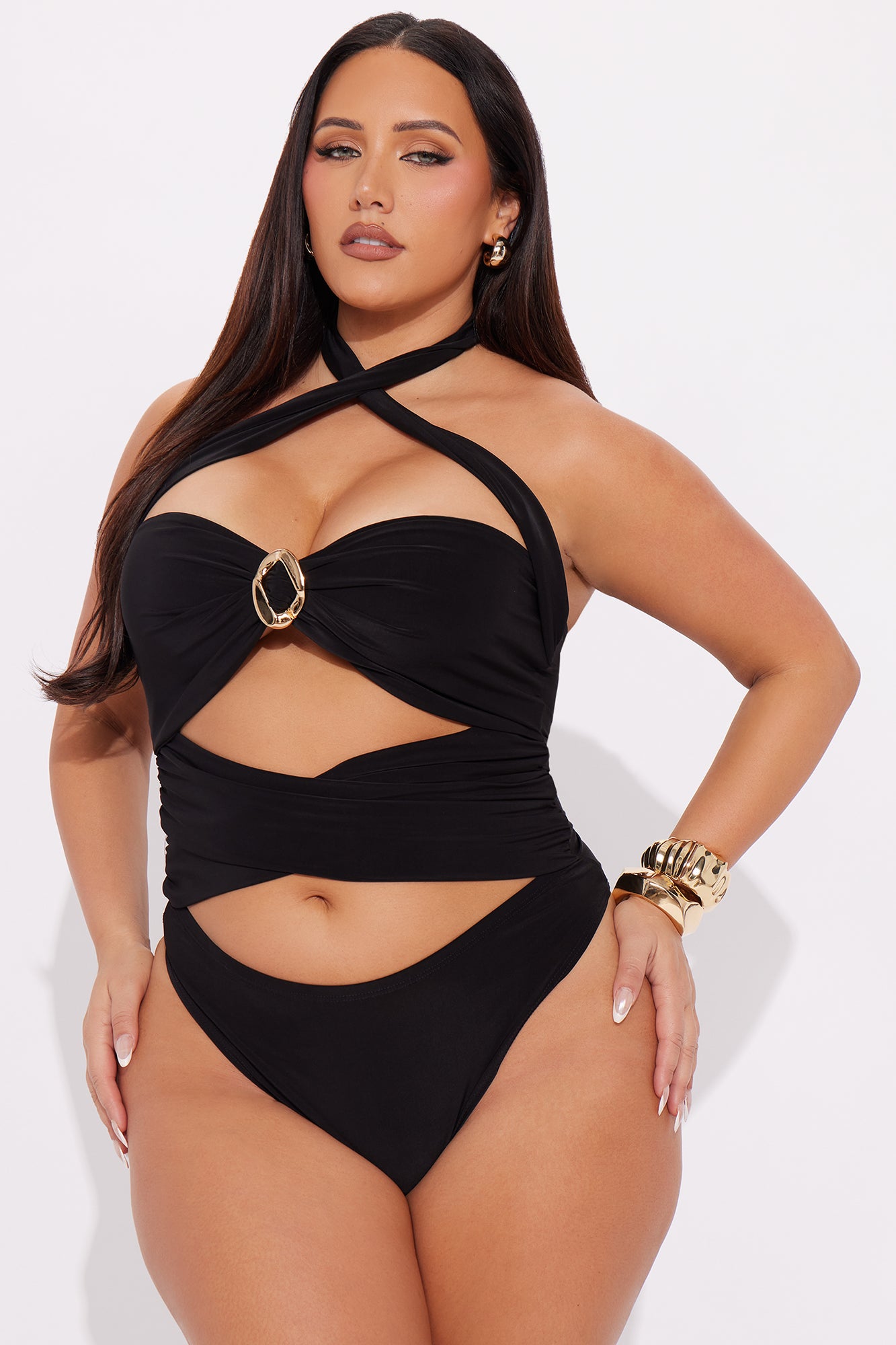Cross Fire Criss Cross Halter Bodysuit - Black - Image 6