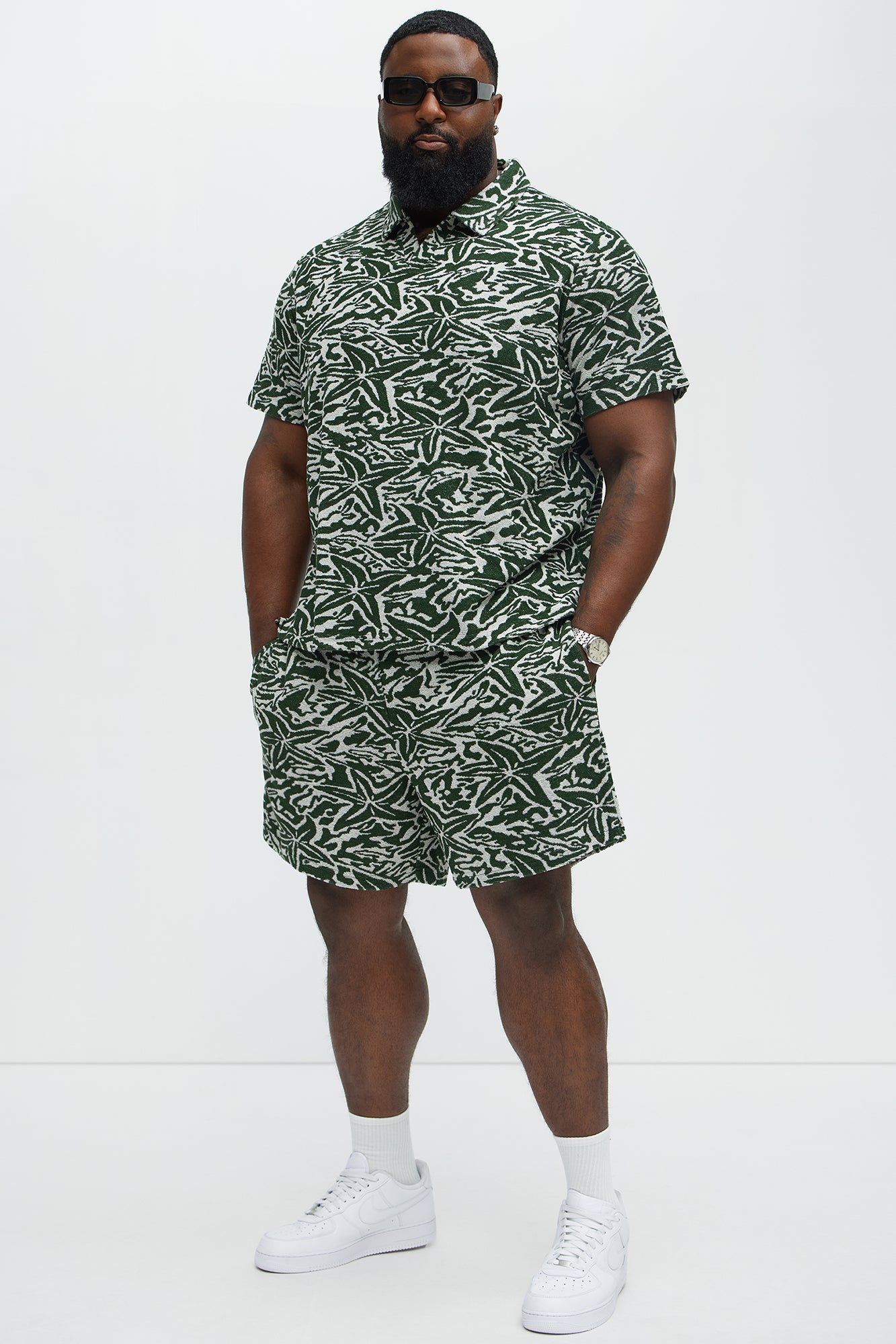 By The Sea Textured Knit Johnny Collar Polo - Green/combo - Image 5